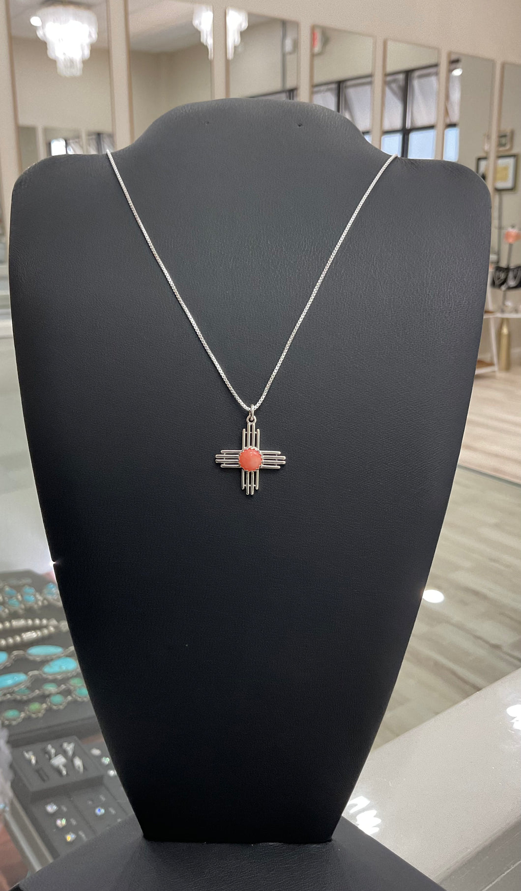 Mini Zia Salmon Coral Necklace
