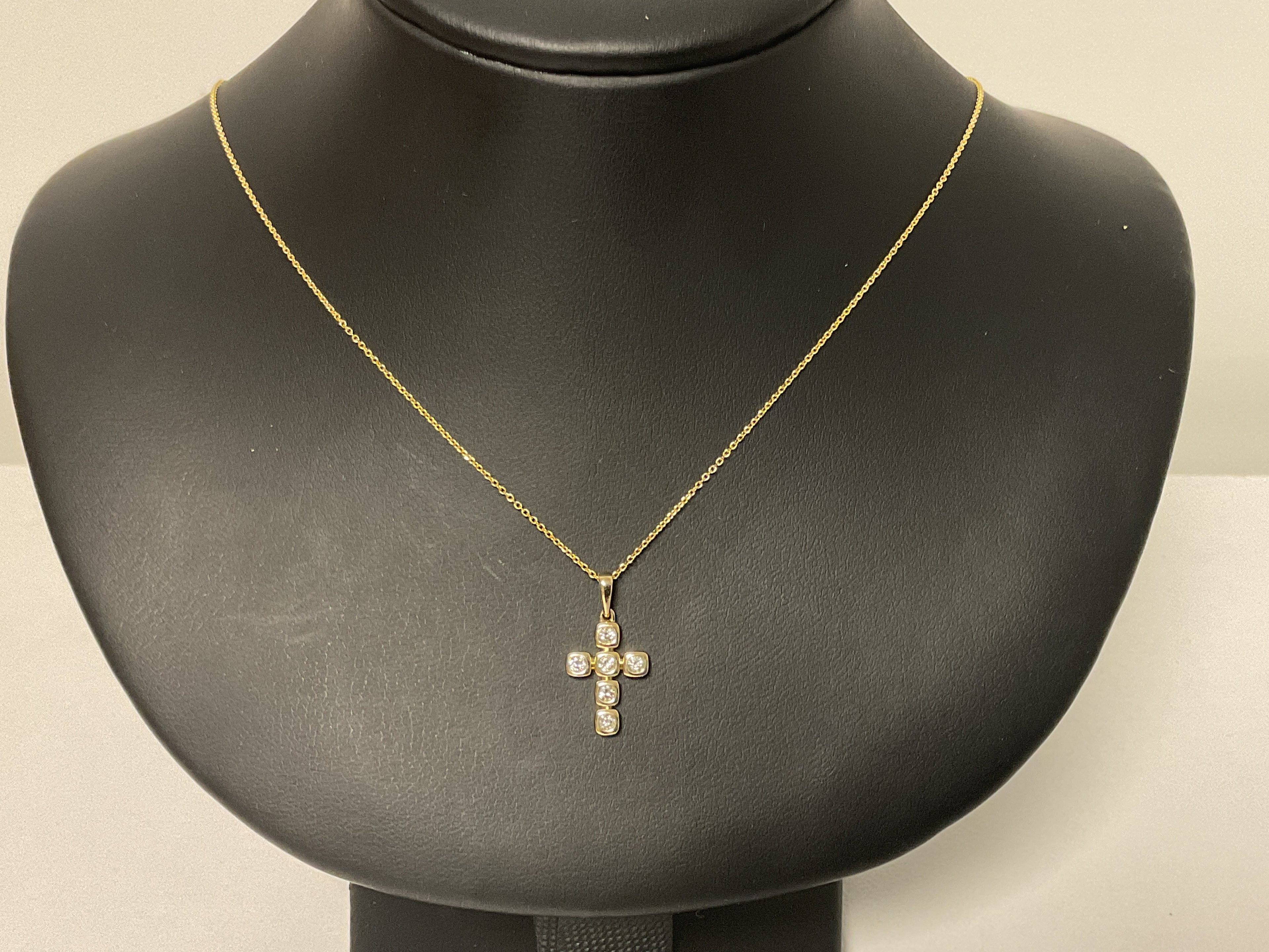 14KY Natural Diamond Cross Necklace