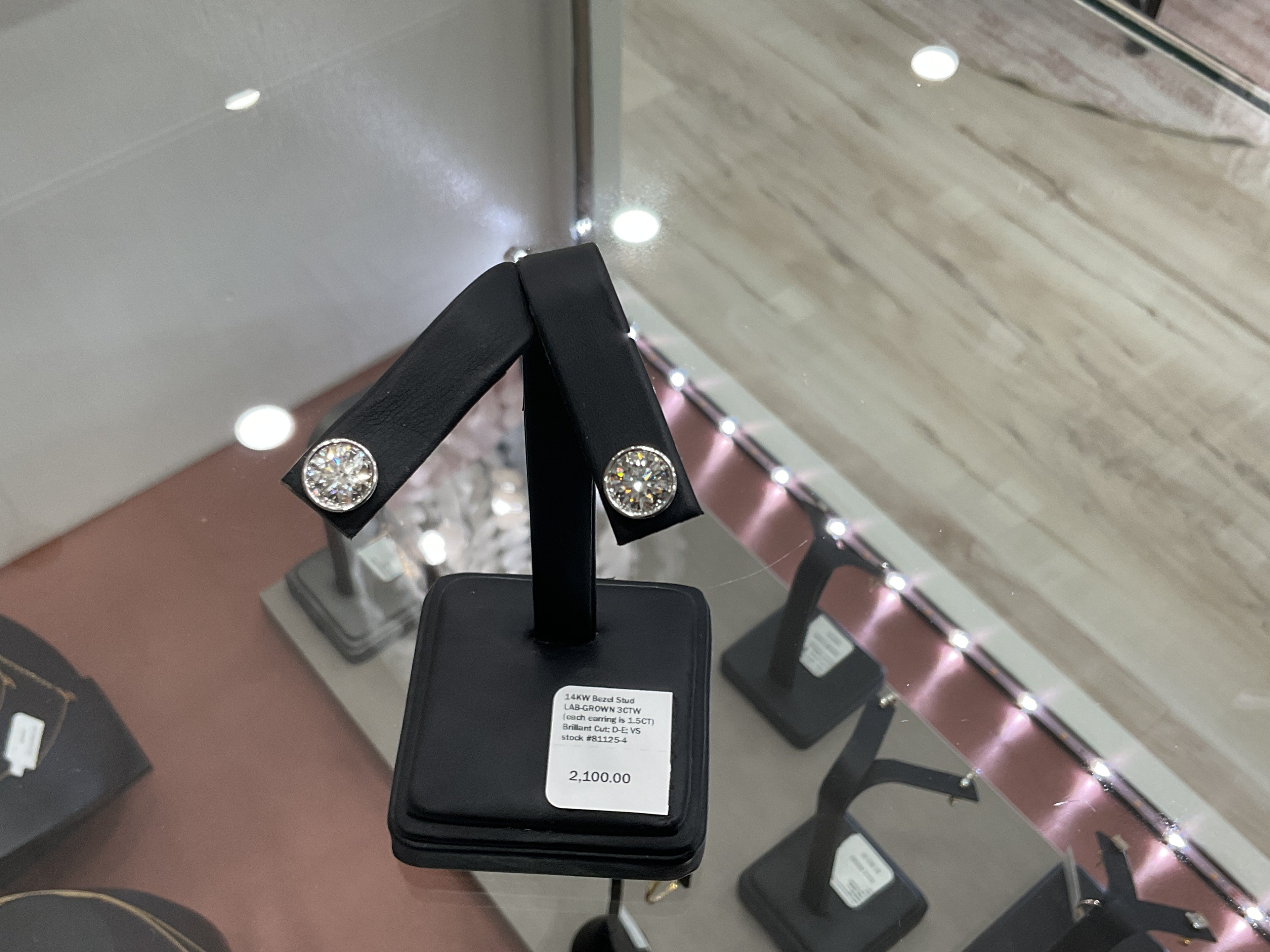 14KW Bezel Stud Diamond Earrings