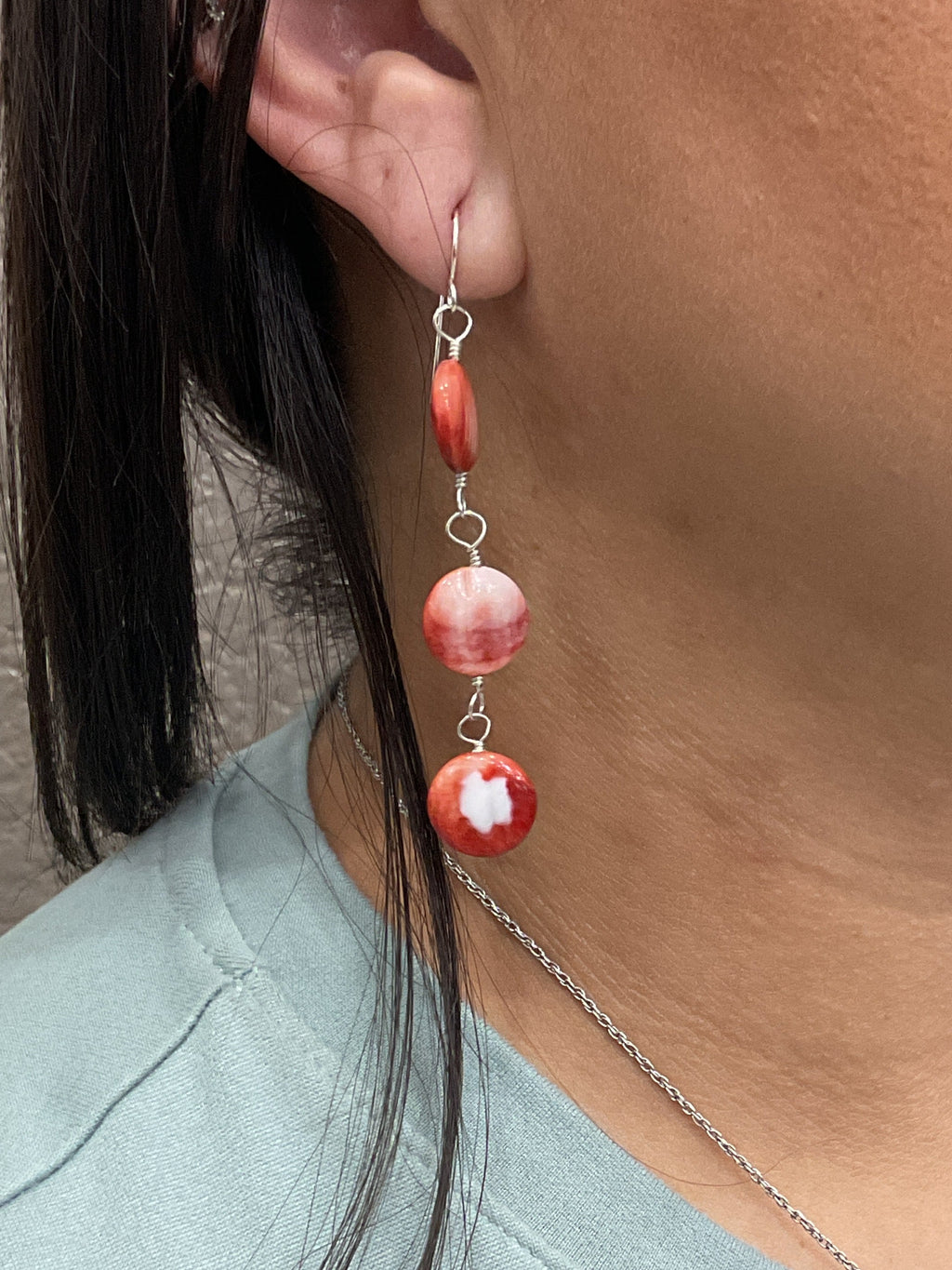 Red Spiney Oyster Earrings