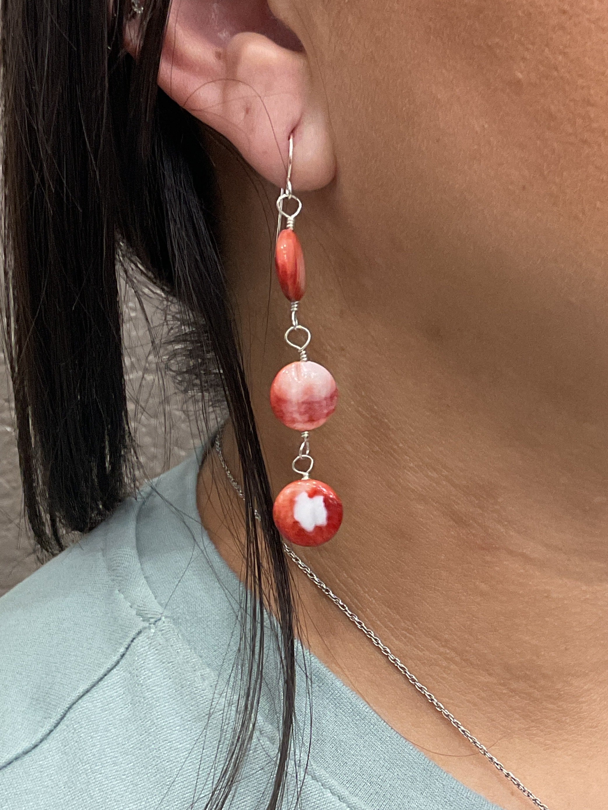 Red Spiney Oyster Earrings
