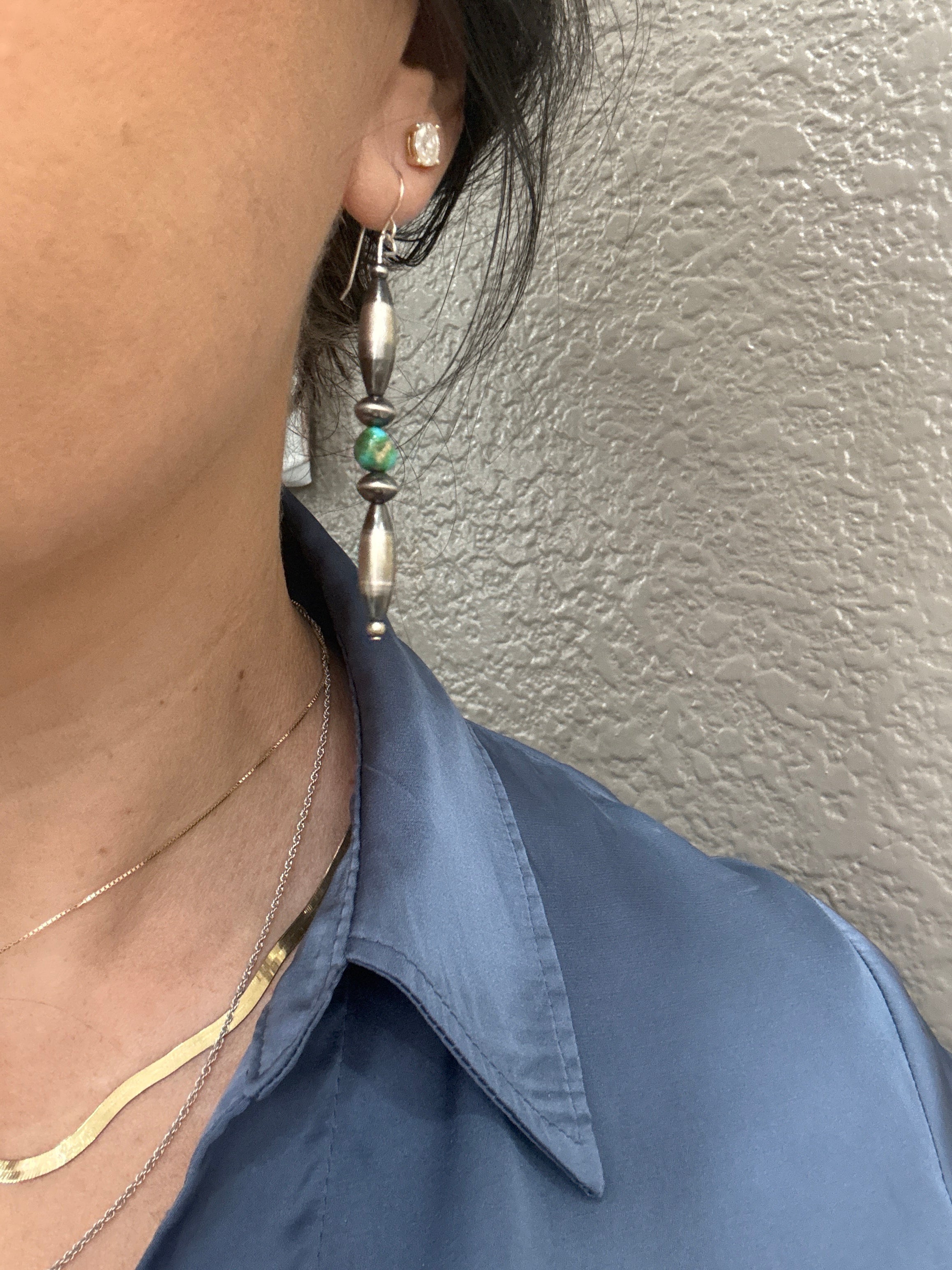Sterling Silver Oxidized Sonoran Bead Drop Earrings