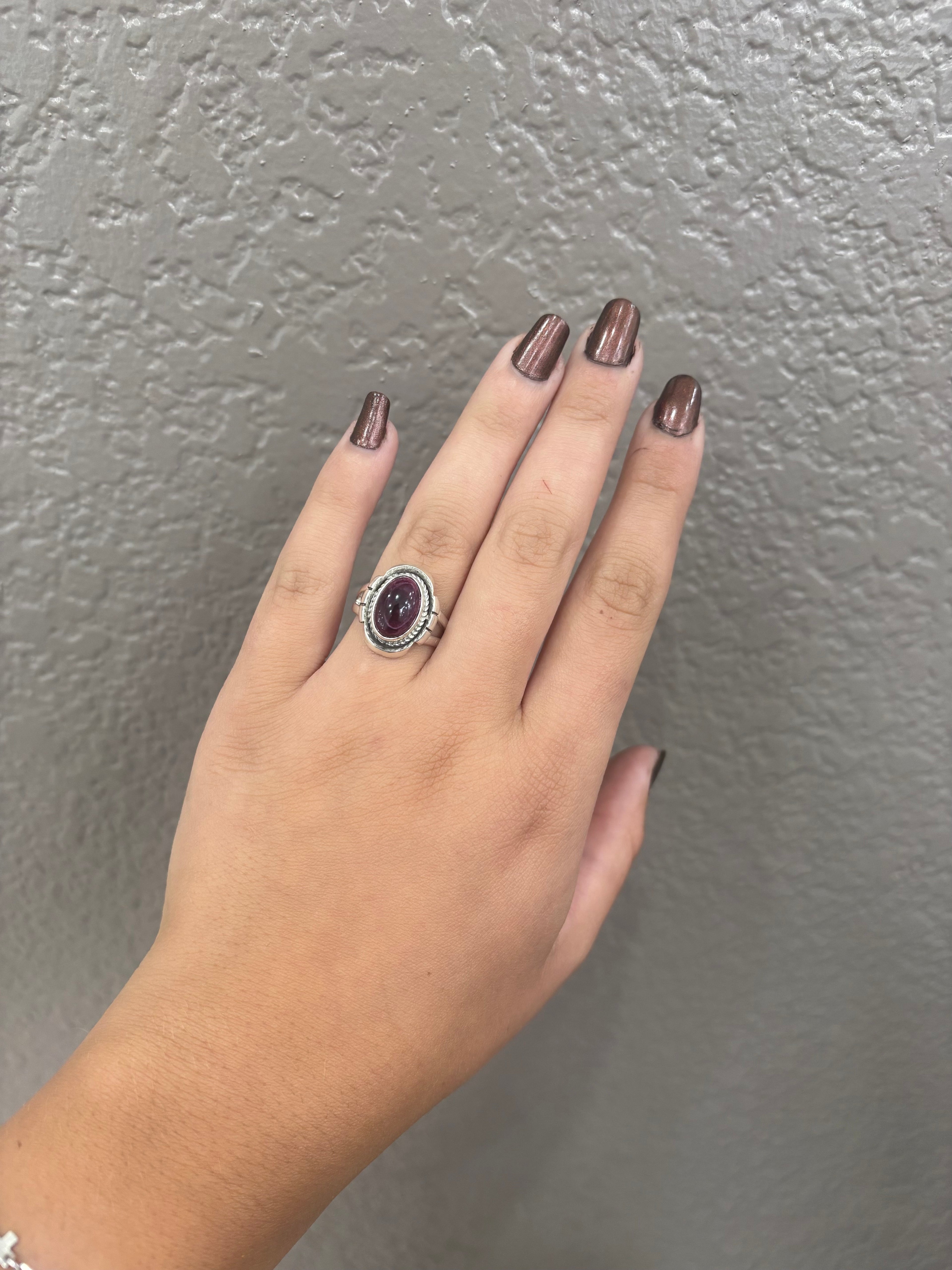 Purple Spiny Oyster Oval Ring
