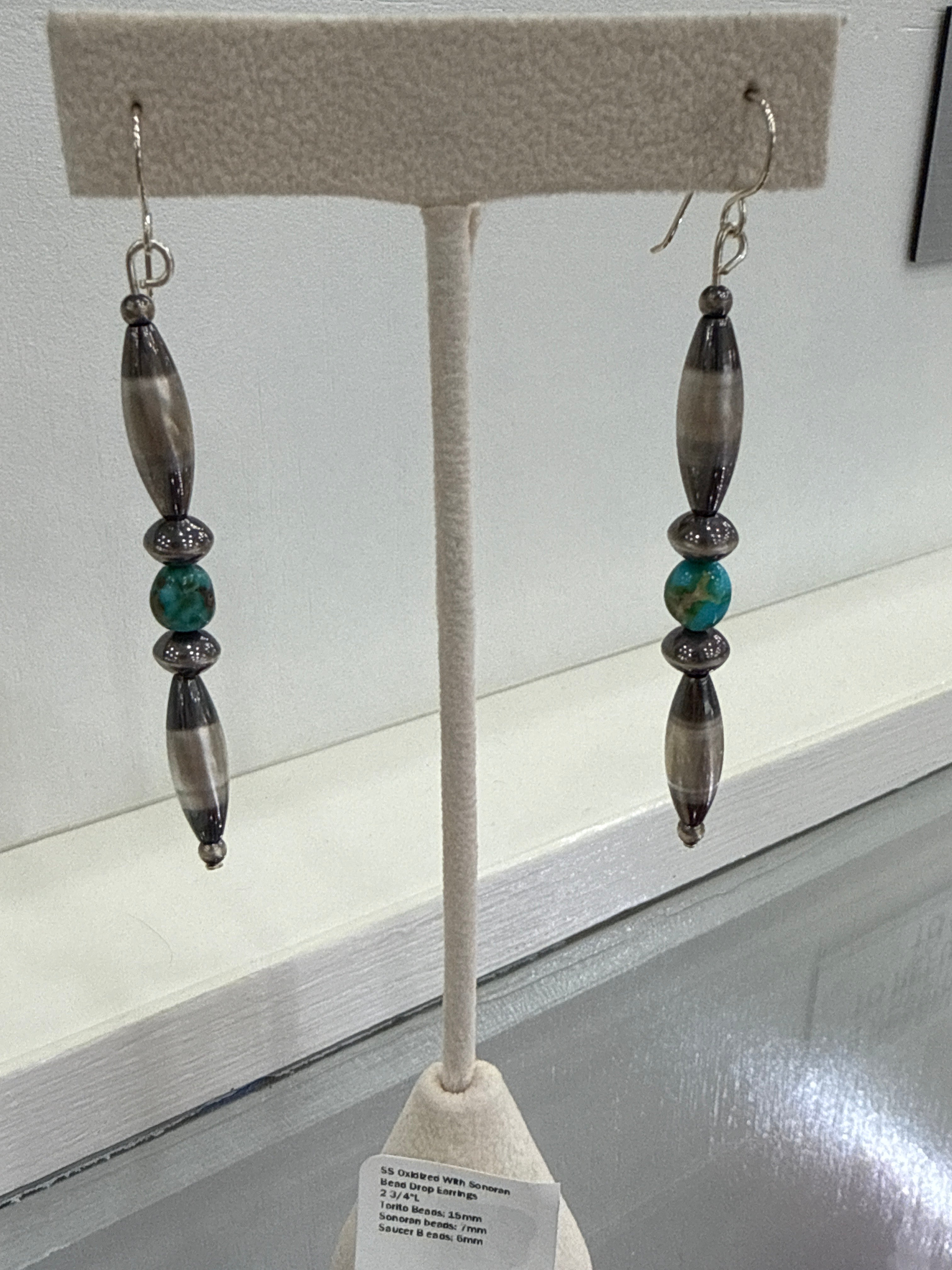 Sterling Silver Oxidized Sonoran Bead Drop Earrings
