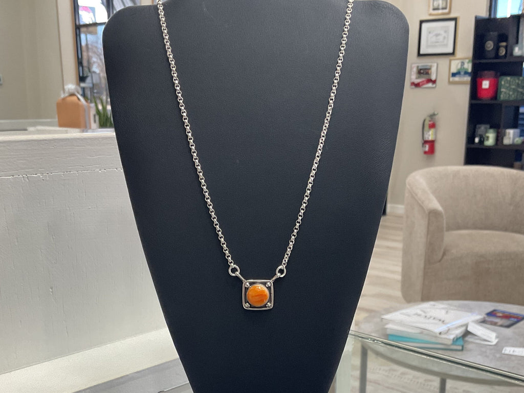 Orange Spiny Oyster Box Necklace