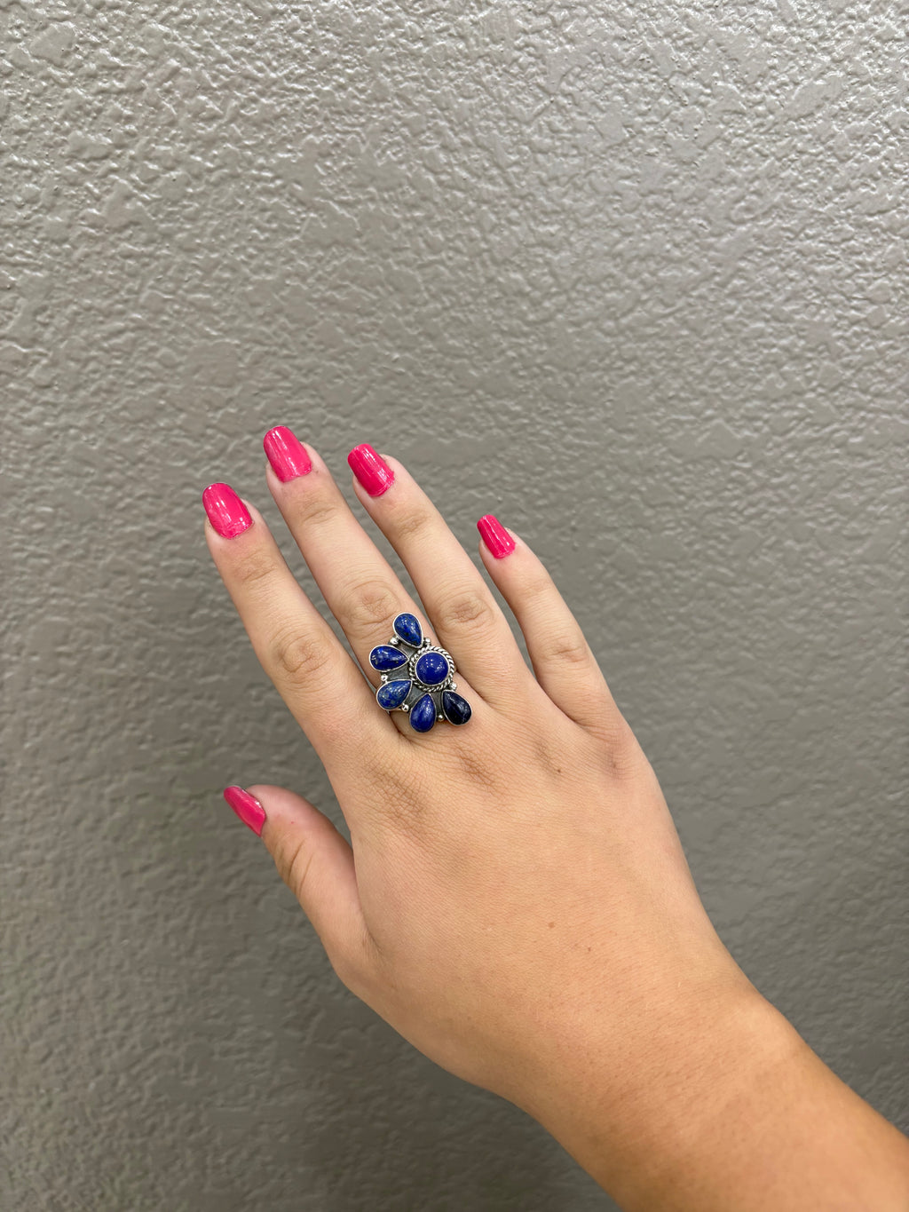 Blue Lapis Half Flower Ring