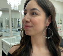 Load image into Gallery viewer, Sterling Silver Oxidized Bead Hoop Earrings
