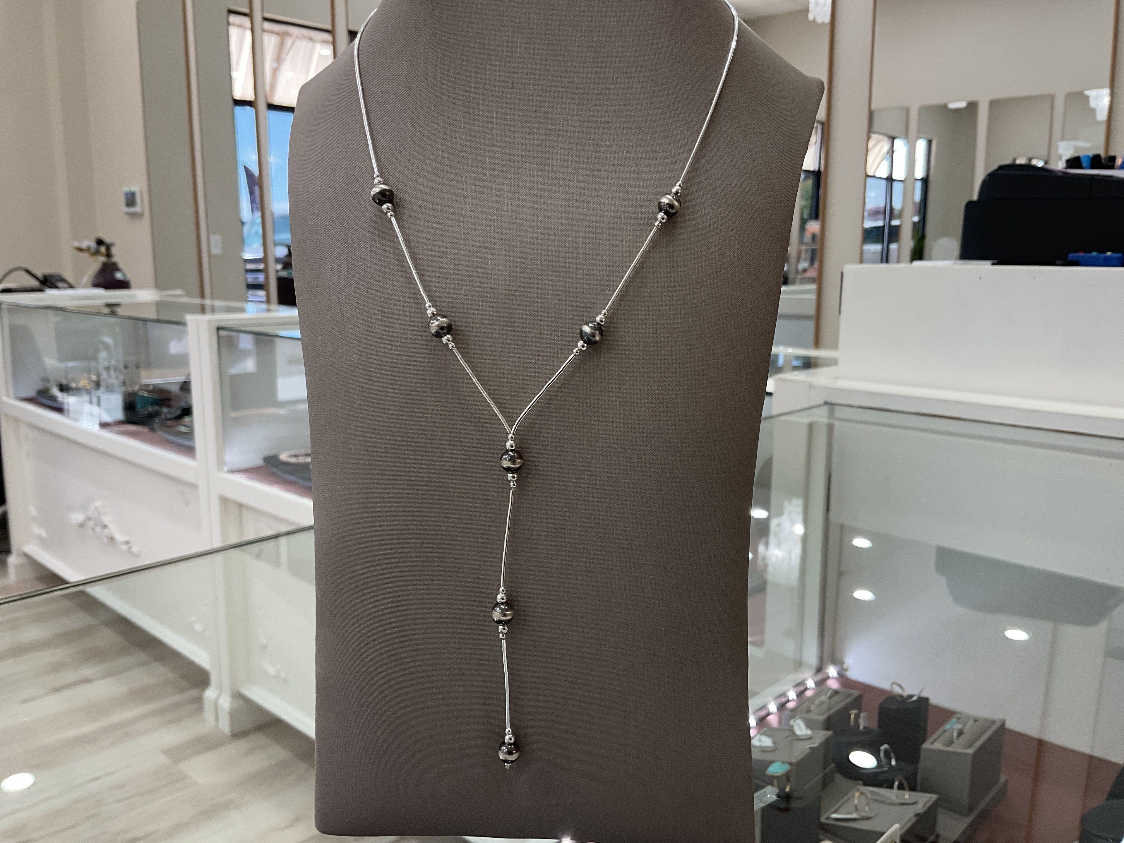 Lariat Liquid silver necklace