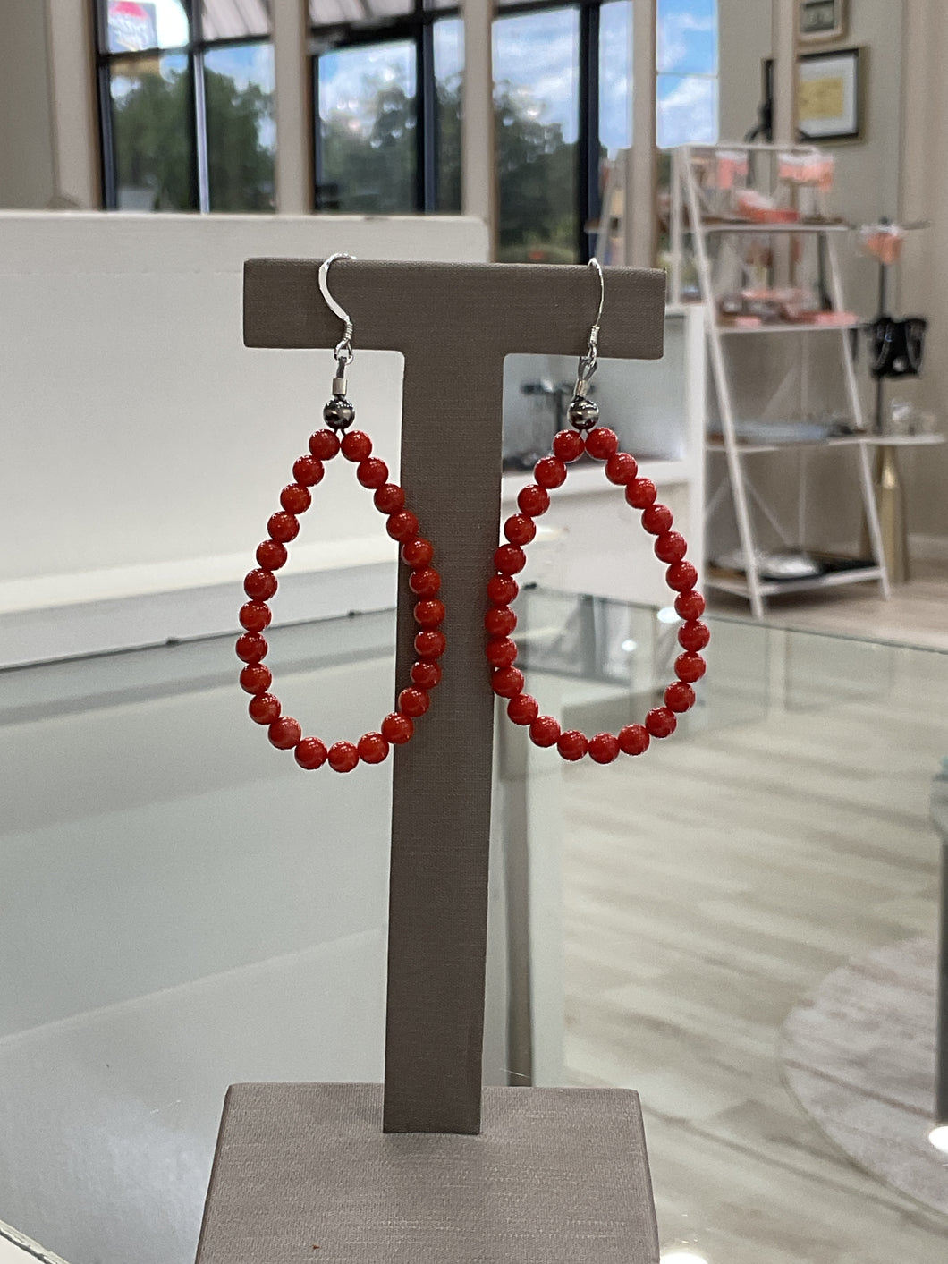 Coral & Oxi Bead Earrings