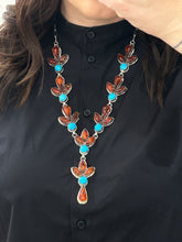 Load image into Gallery viewer, Amber and Kingman Turquoise Necklace
