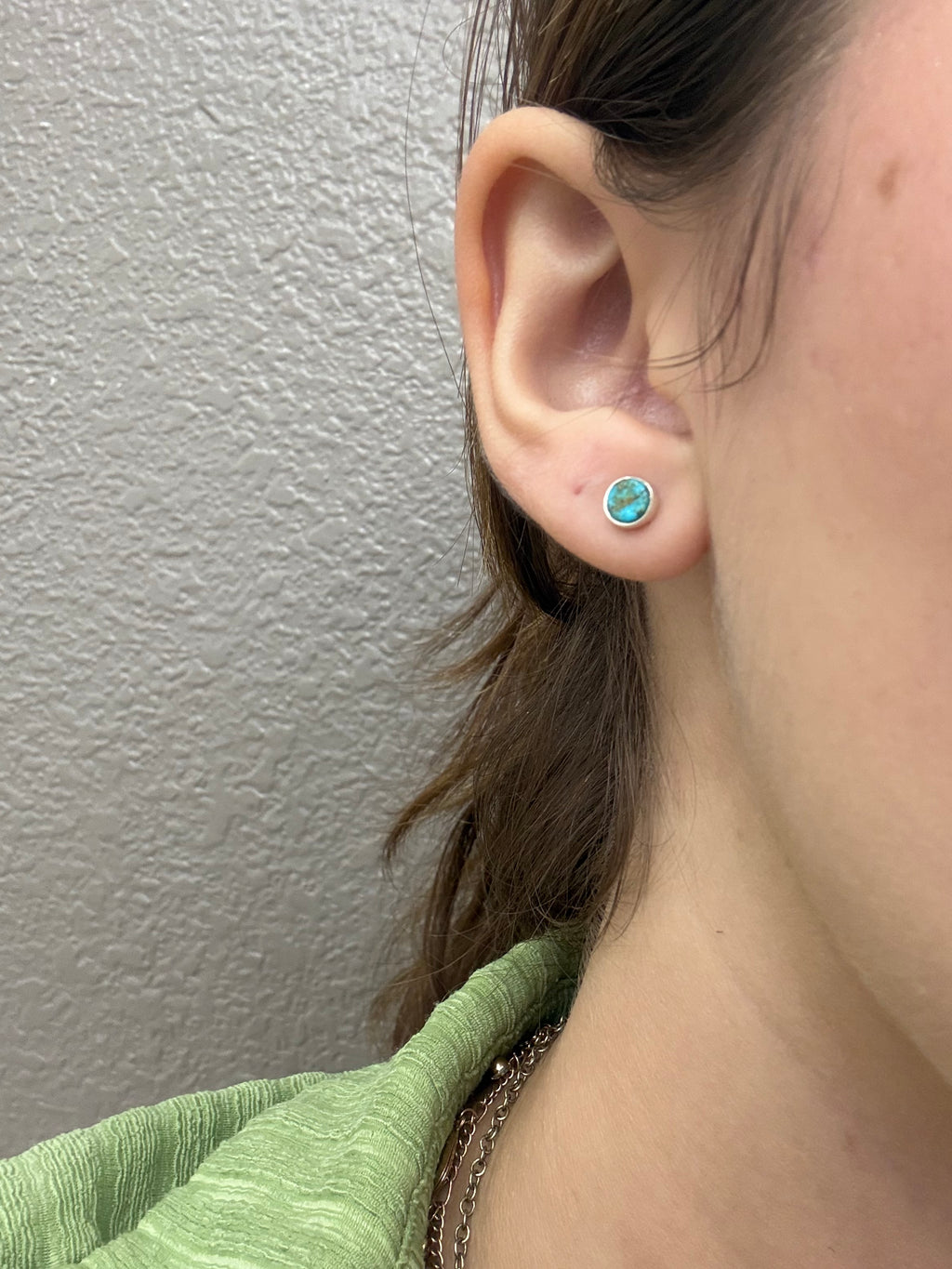 Kingman Turquiose Circle Stud Earrings