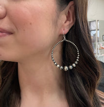 Load image into Gallery viewer, Sterling Silver Oxidized Bead Hoop Earrings
