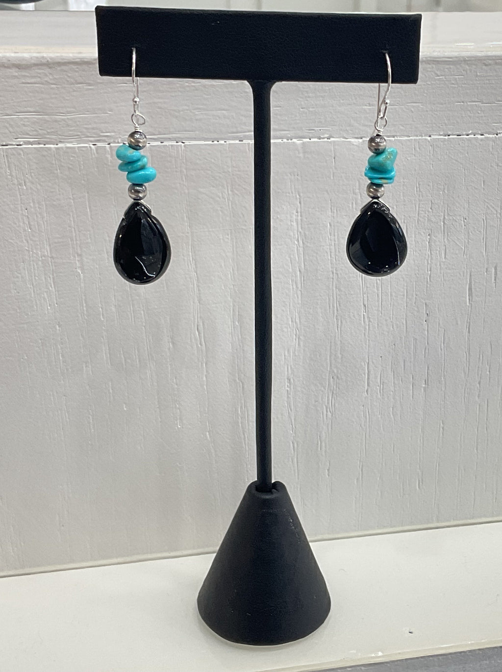 Black Onyx With Sonoran Turquoise Earrings