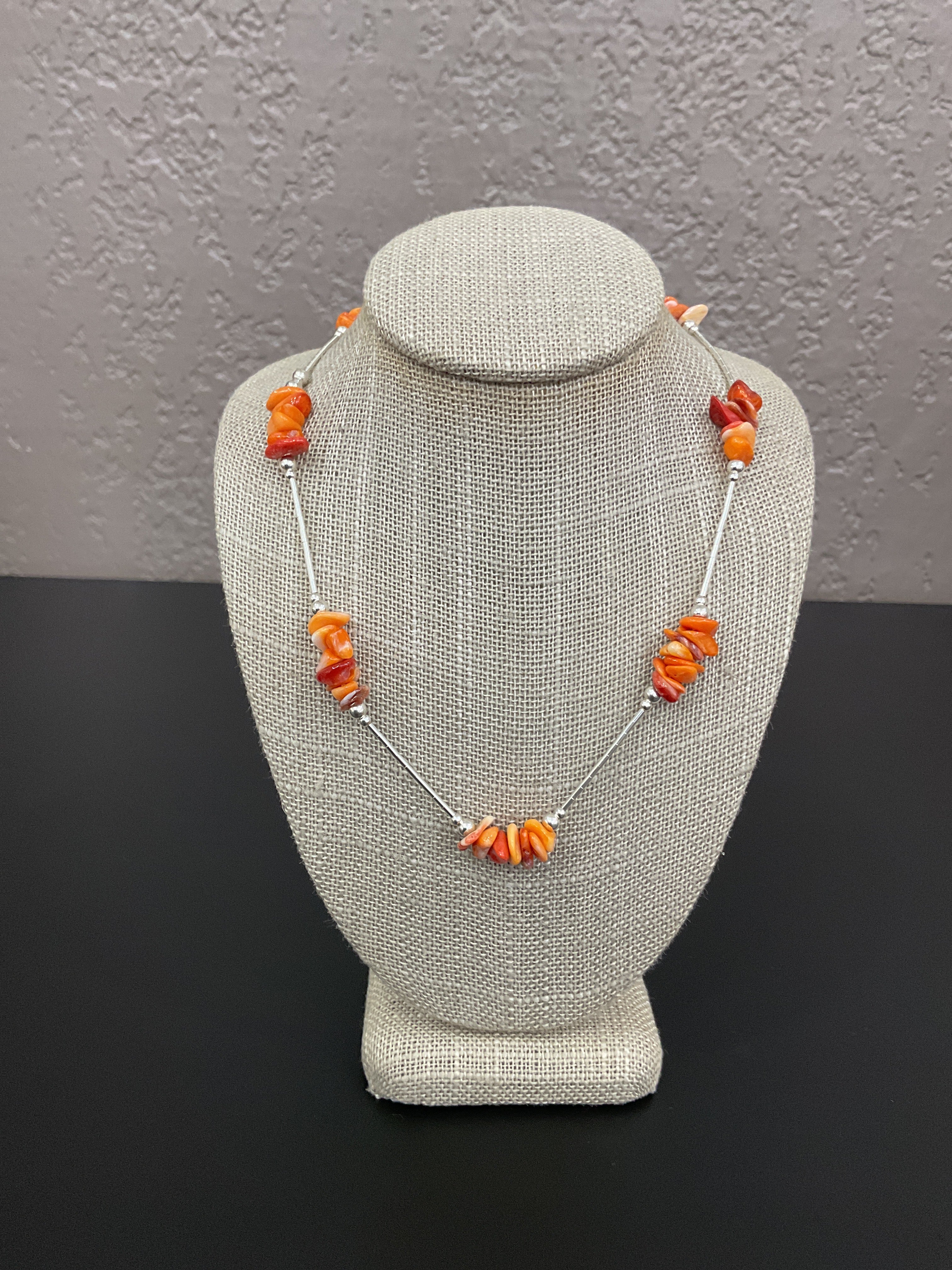 Spiny Oyster and Liquid Silver Necklace