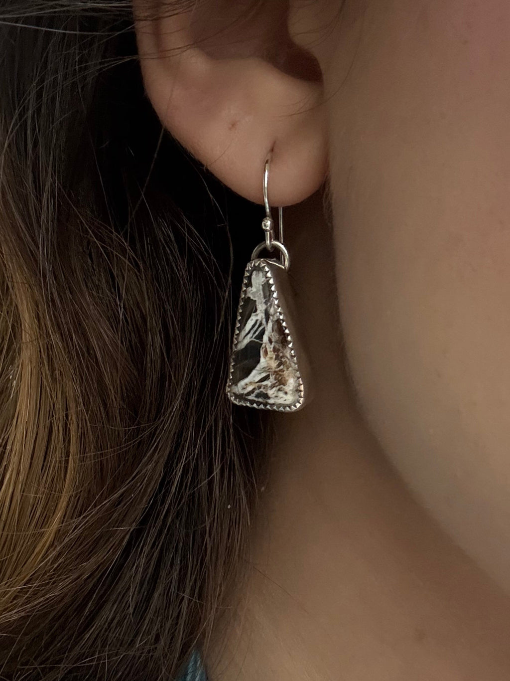 White Buffalo Sterling Silver Earring &Necklace Set