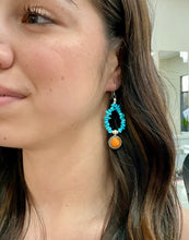 Load image into Gallery viewer, Sleeping Beauty Turquoise and Orange Spiny Shell Earrings
