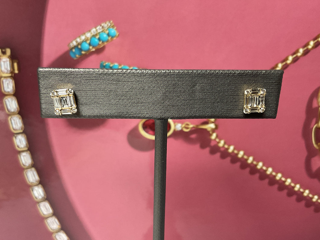 14KY Mosaic Diamond Stud Earrings