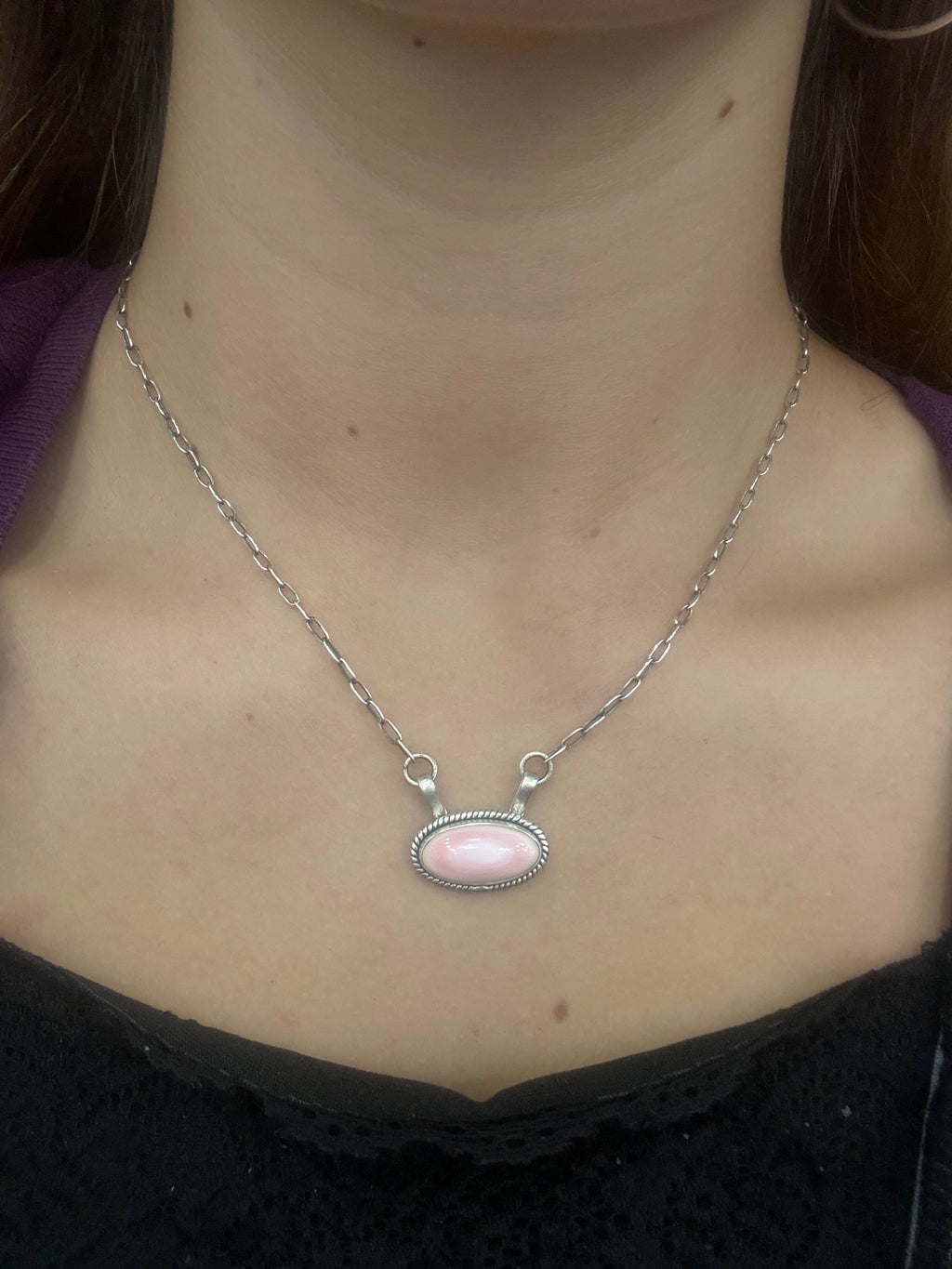 Pink Conch Oval Necklace