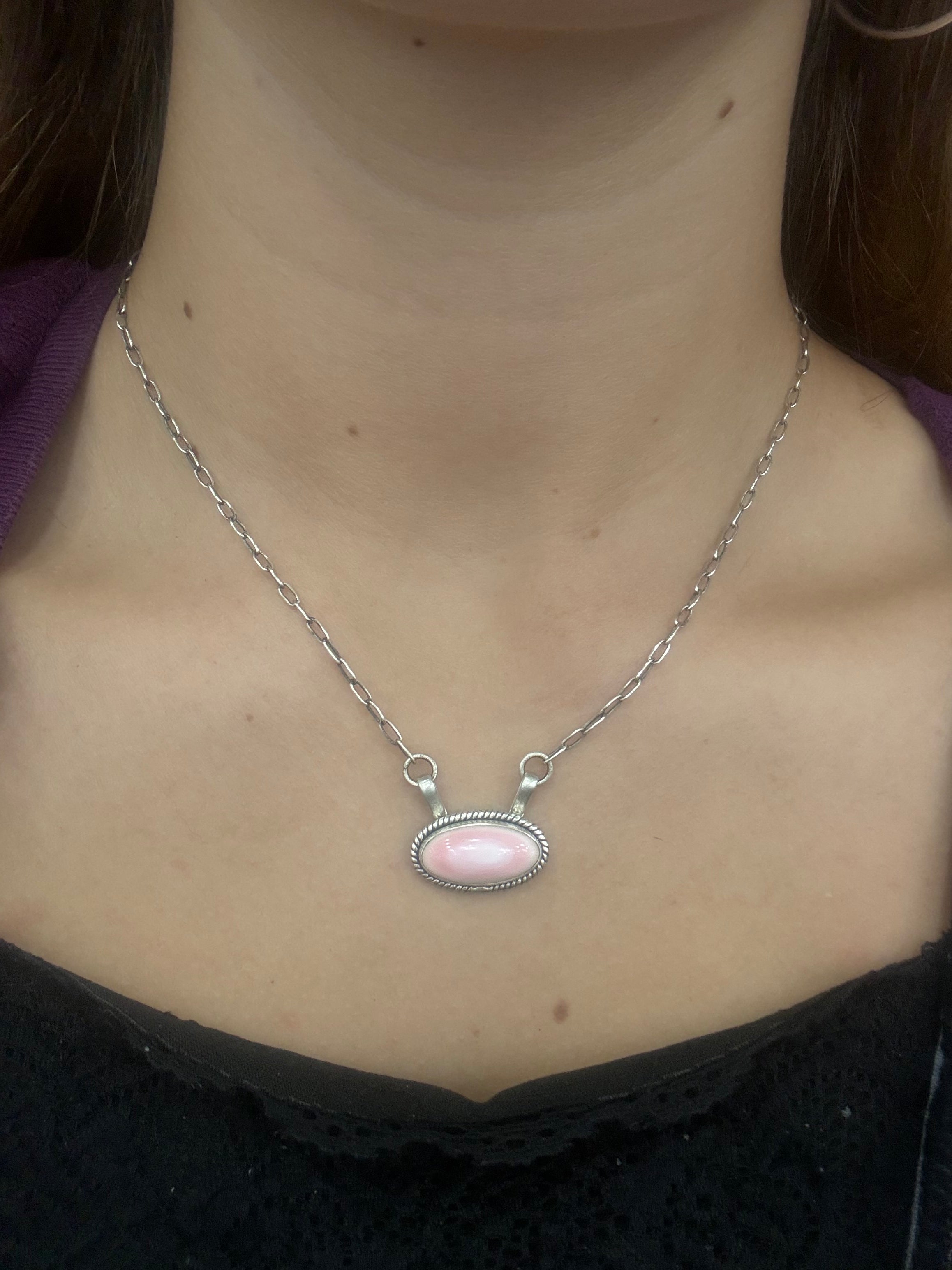 Pink Conch Oval Necklace