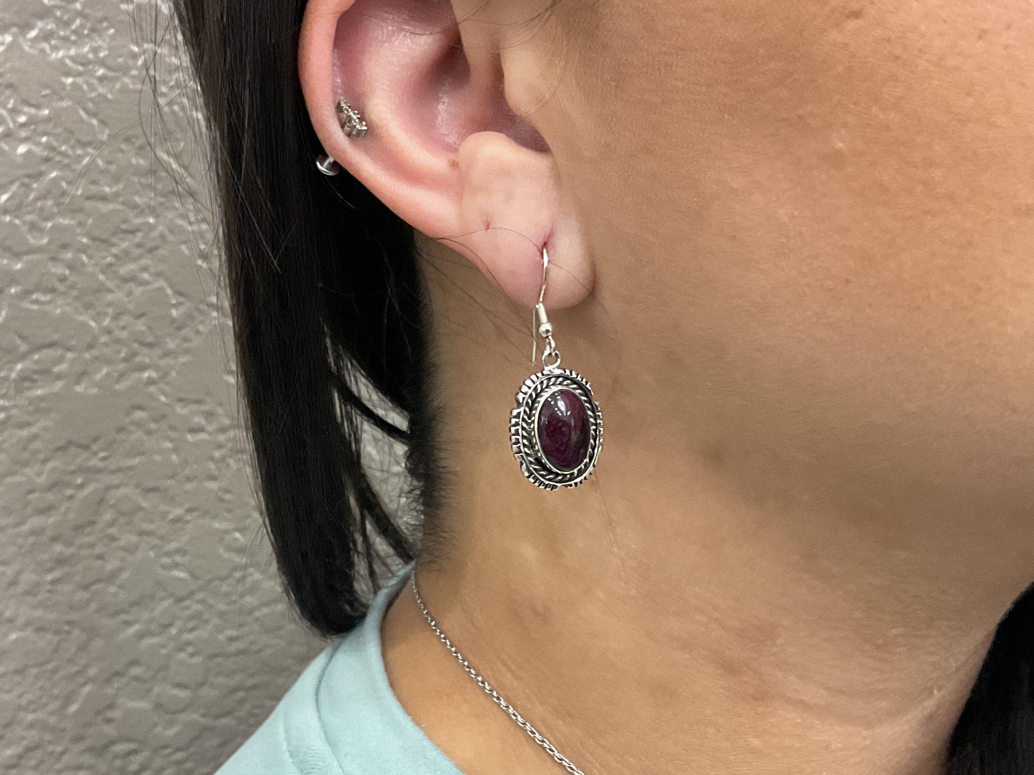 Purple Spiney Oyster Oval Earrings