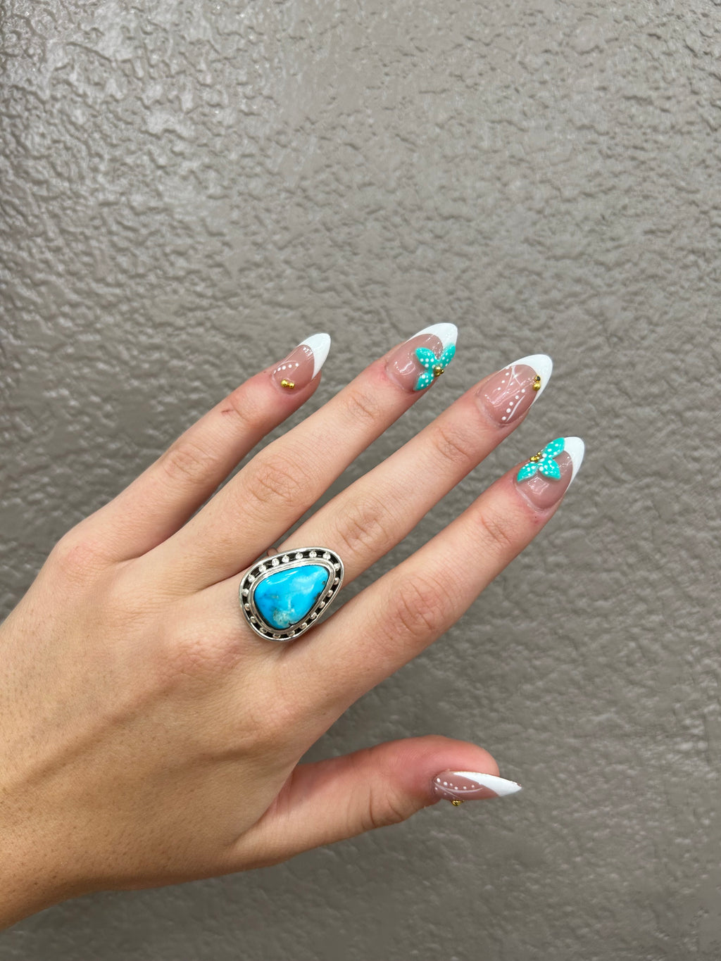 Kingman Turquoise Teardrop Ring