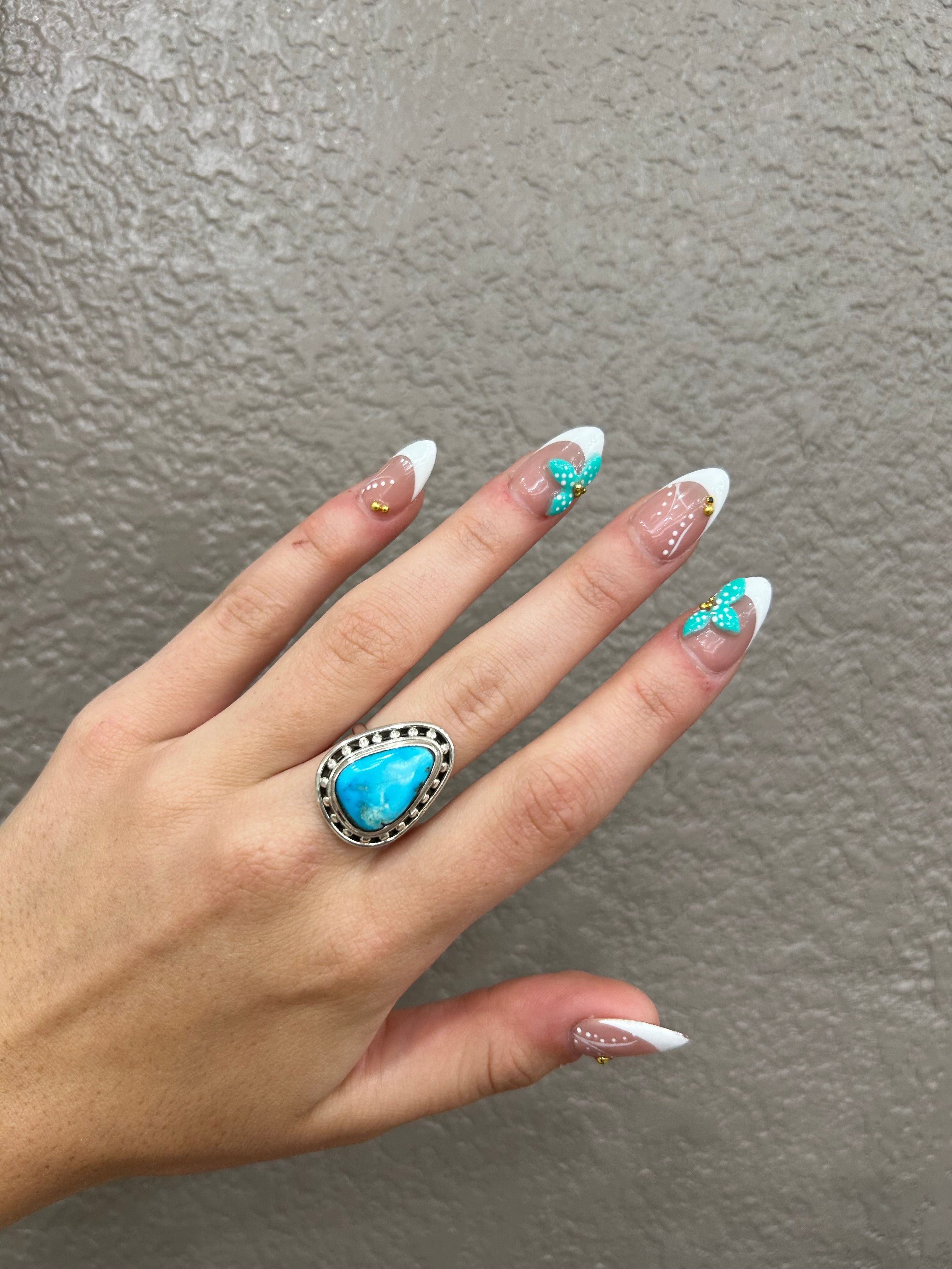 Kingman Turquoise Teardrop Ring