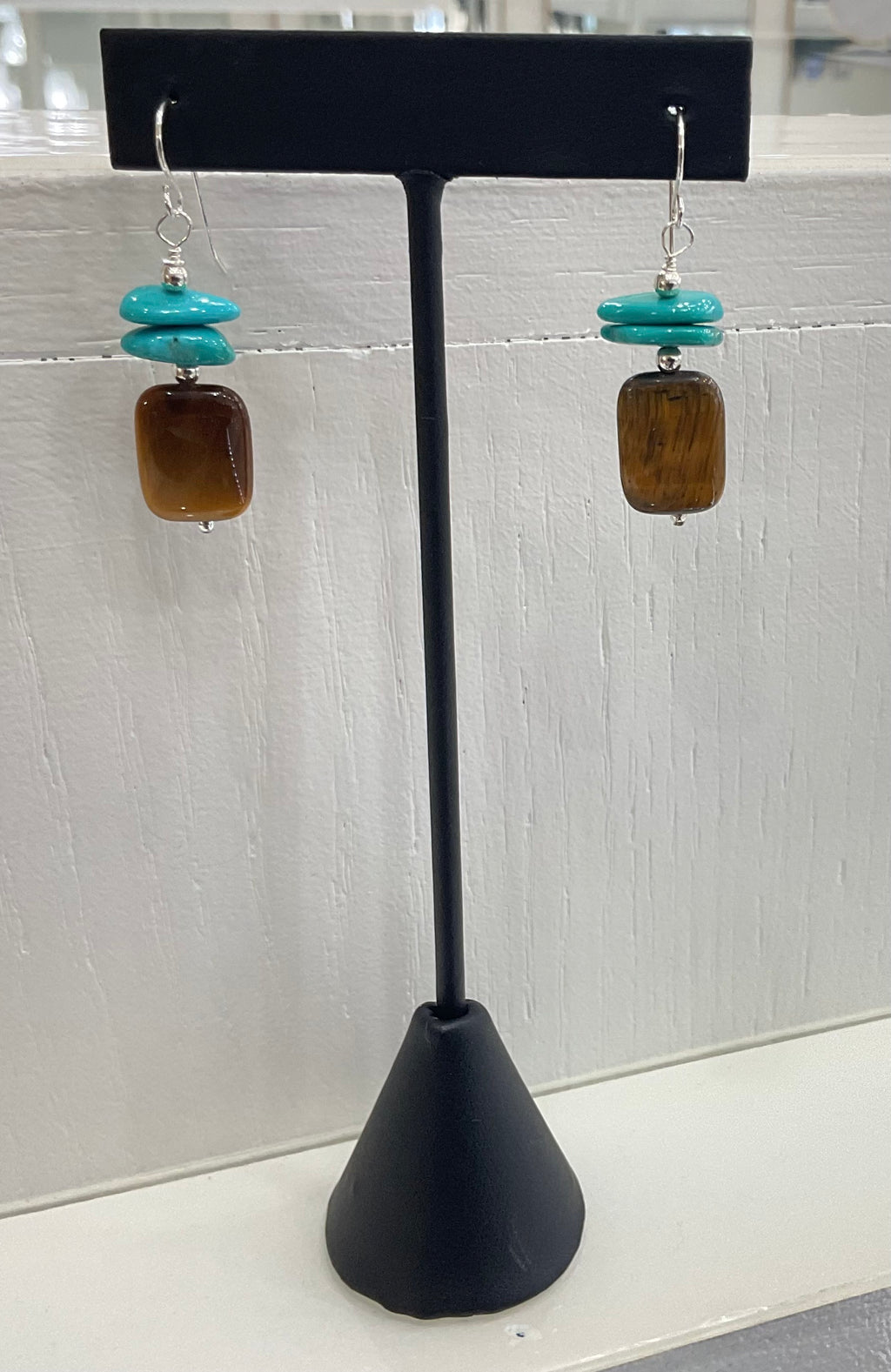 Tigers Eye With Sonora Turquoise Earrings
