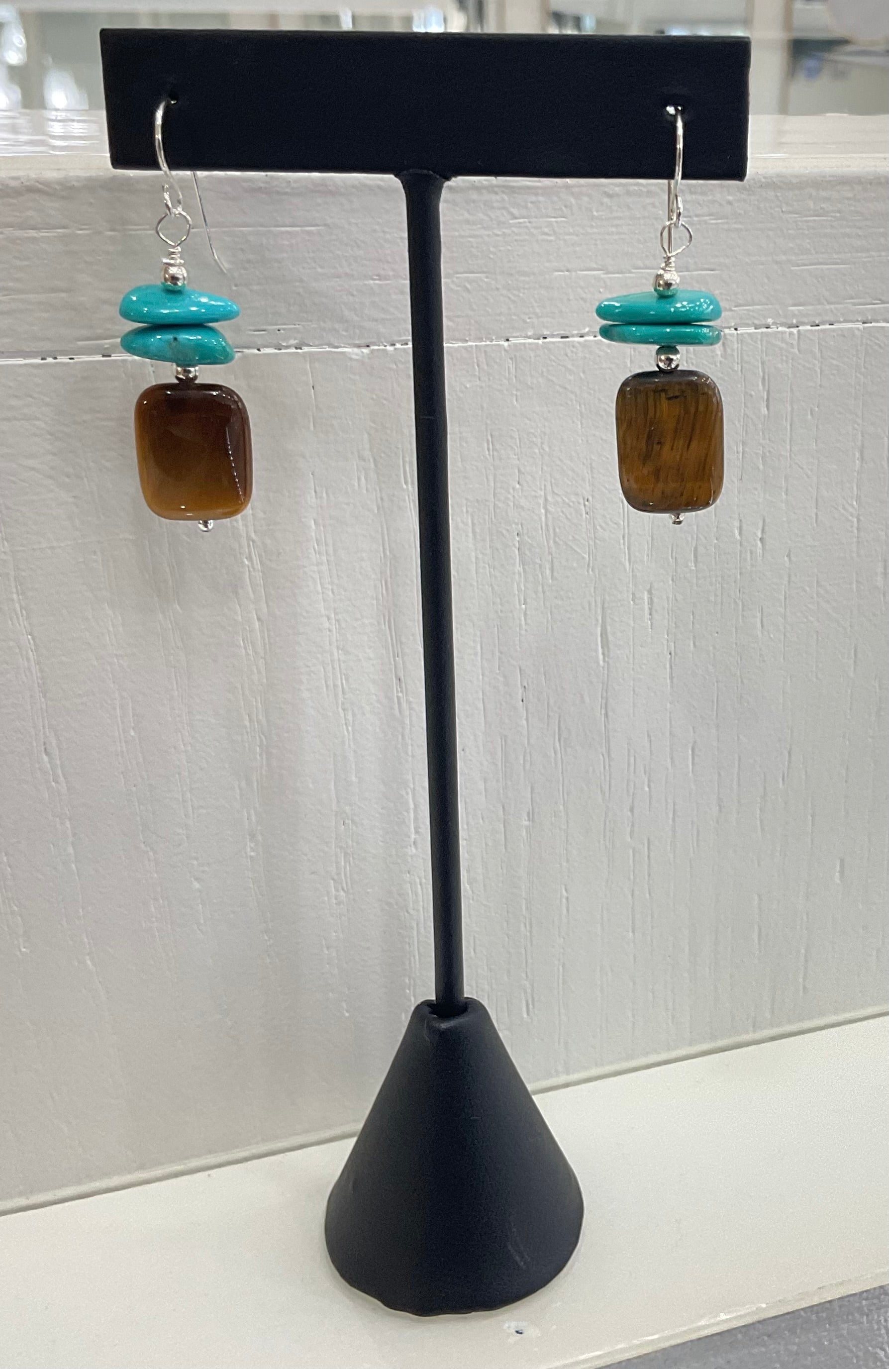 Tigers Eye With Sonora Turquoise Earrings