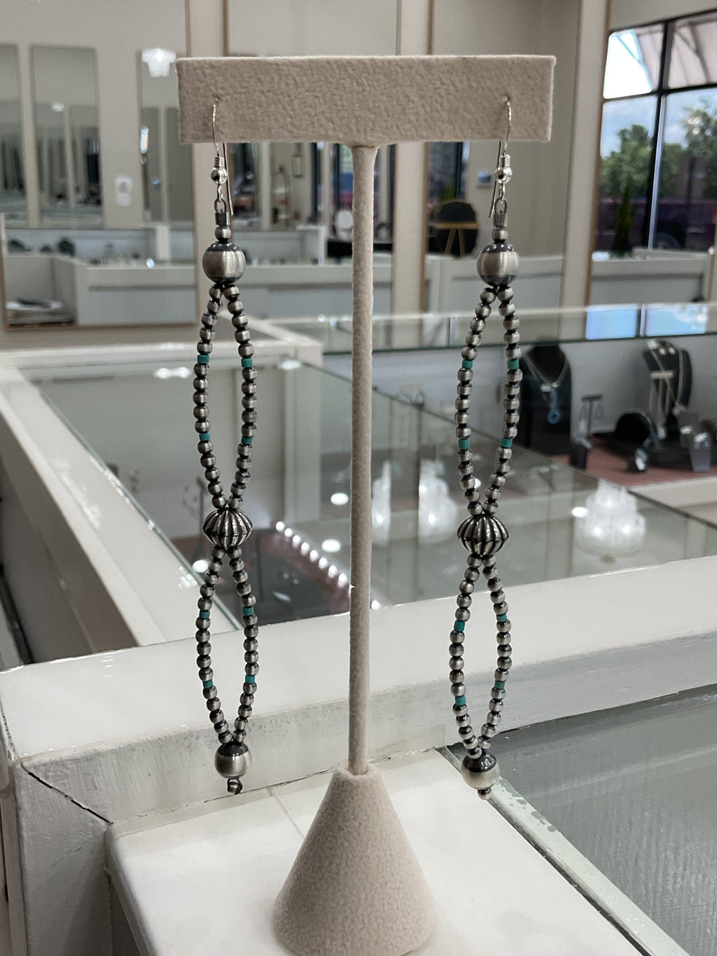 Sterling Silver Double Oxi Bead Earrings