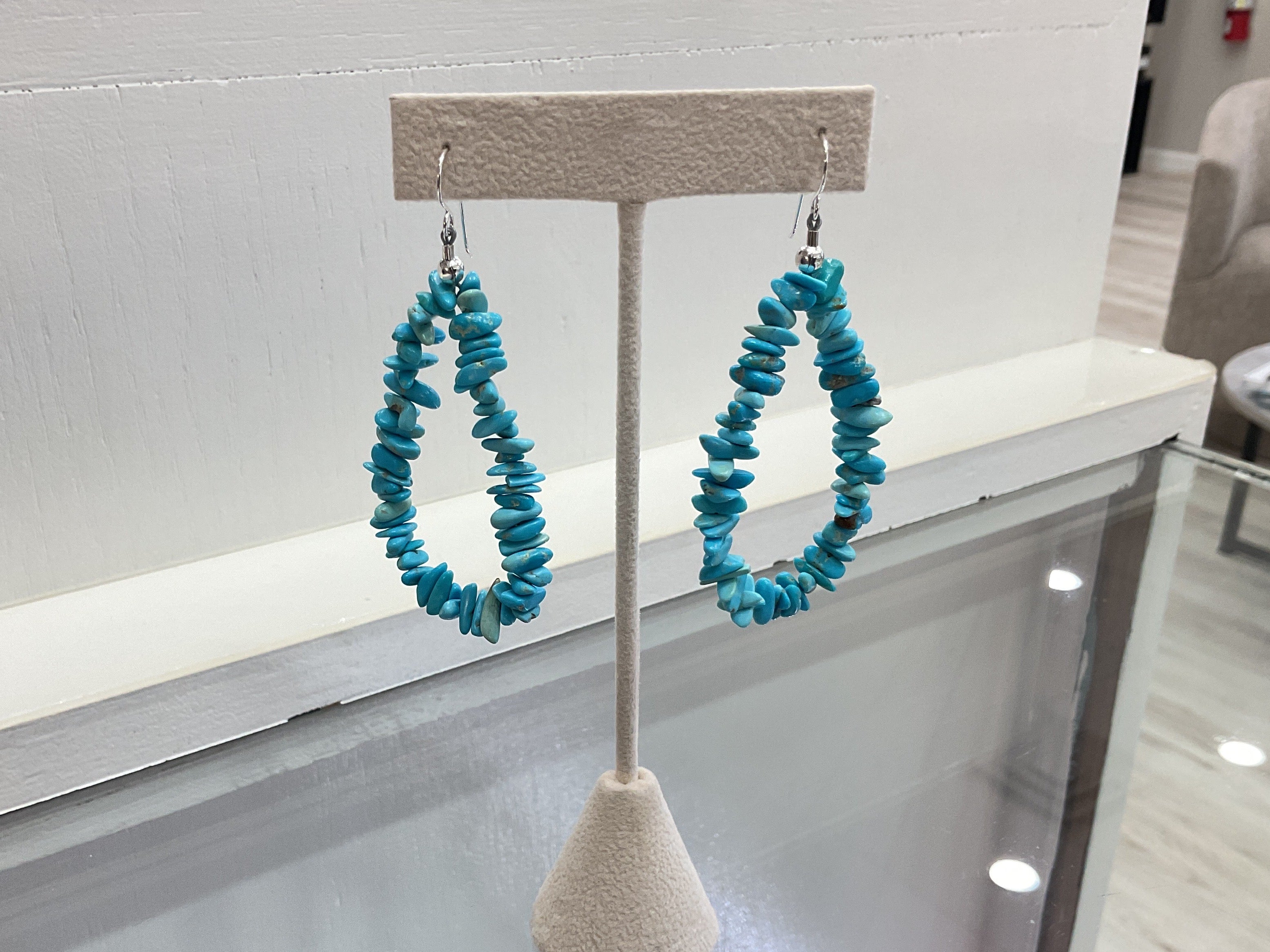 Sleeping Beauty Turquoise Teardrop Nugget Earrings