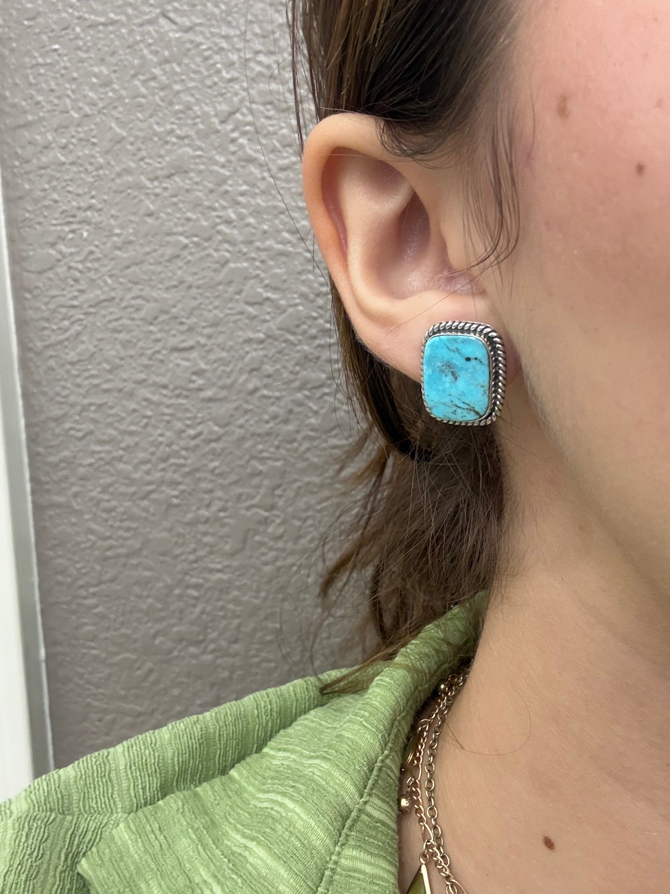 Kingman Turquoise Square Earrings
