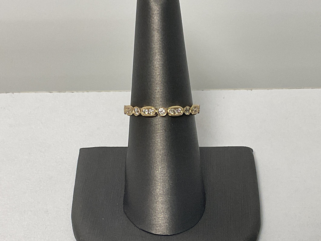 14KY Natural Diamond Milgrain Stack Band Ring