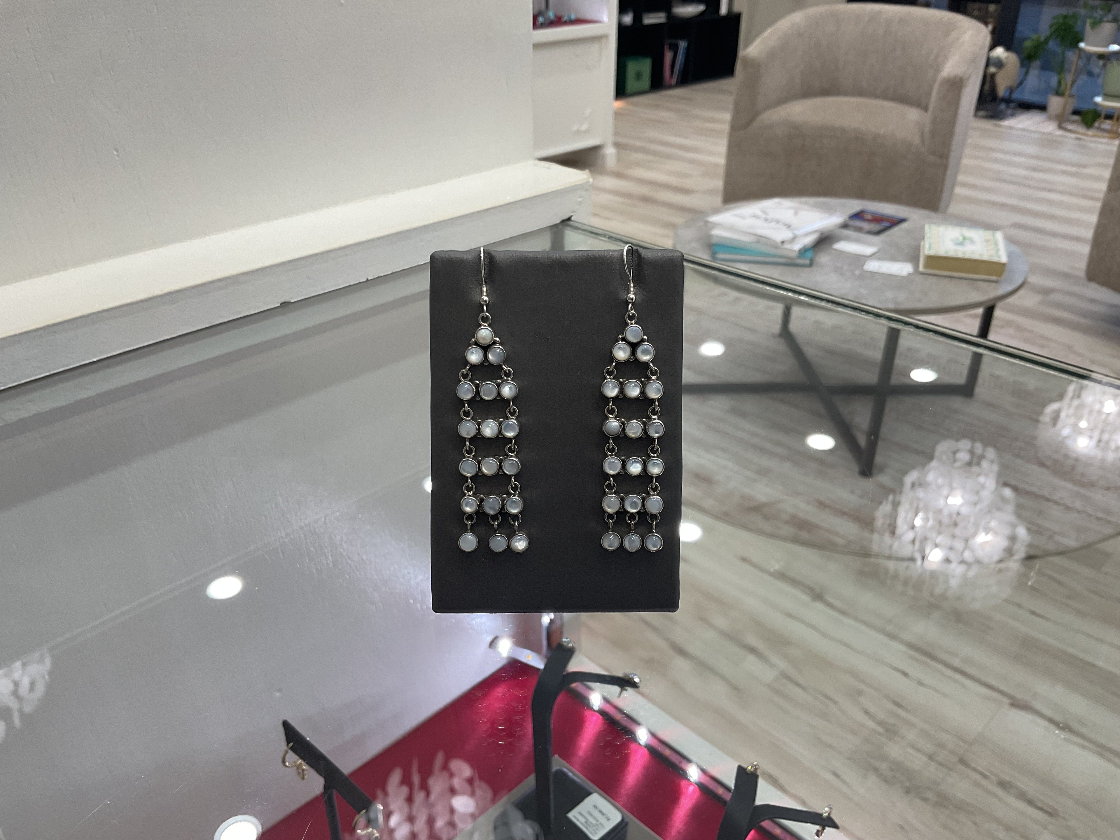 Mother of Pearl Chandelier Sterling Silver Earrings