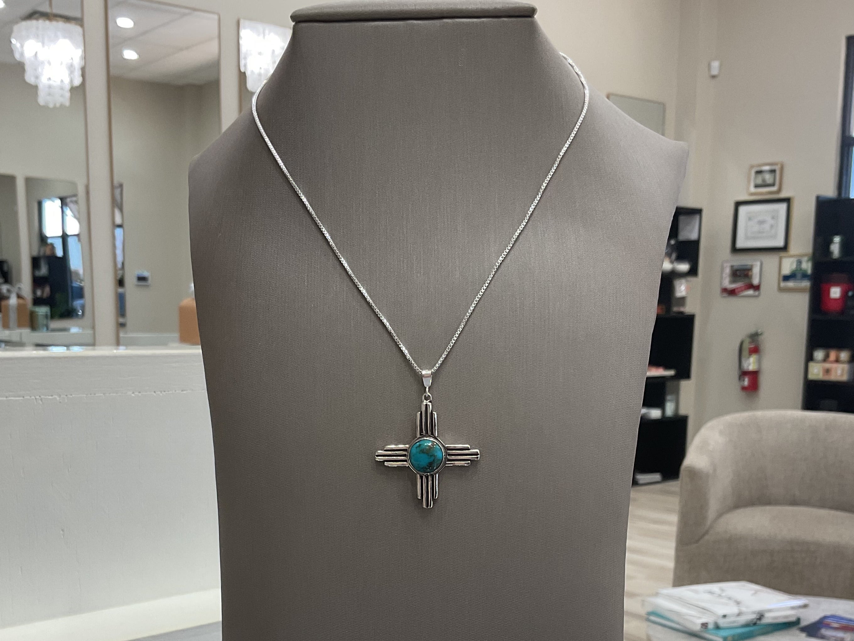 Zia Turquoise Necklace and Pin Set