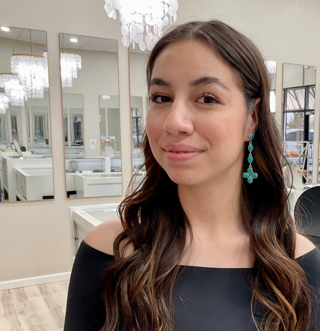 Nevada Turquoise and Sterling Silver Cluster Earrings