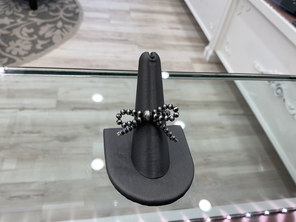 Sterling silver bead bow ring