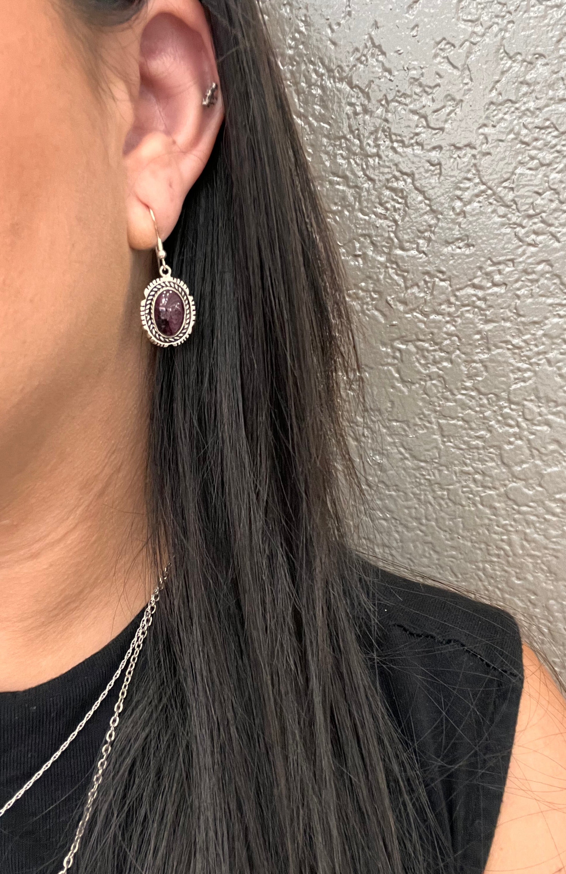 Purple Spiney Oyster Oval Earrings