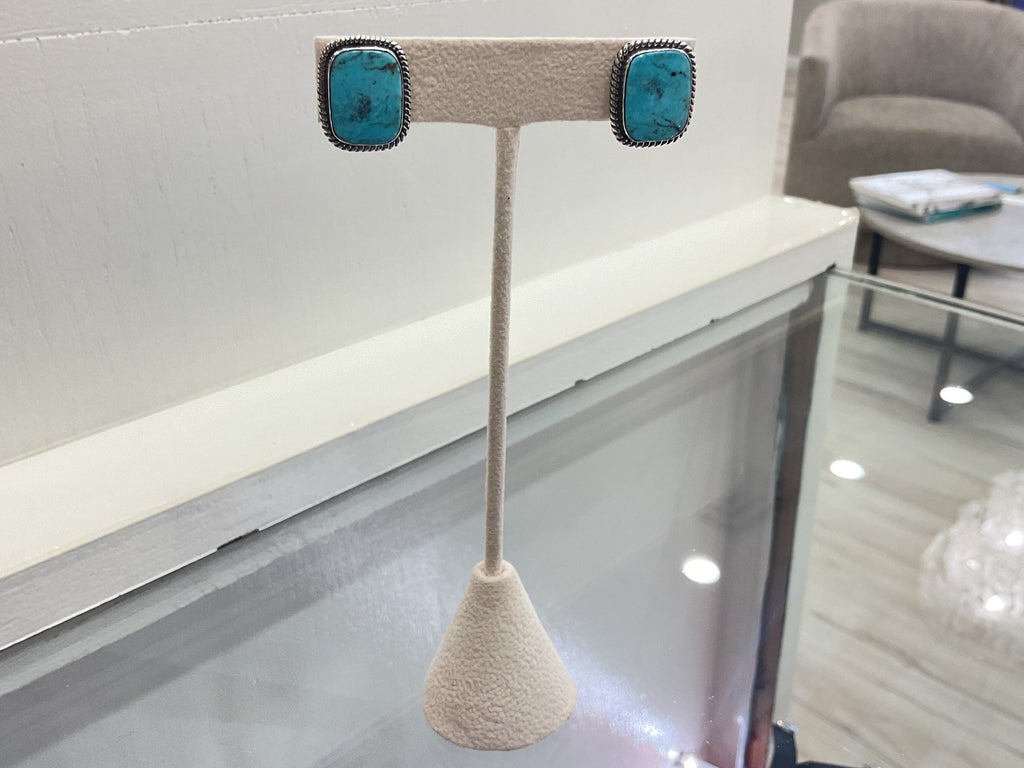 Kingman Turquoise Square Earrings
