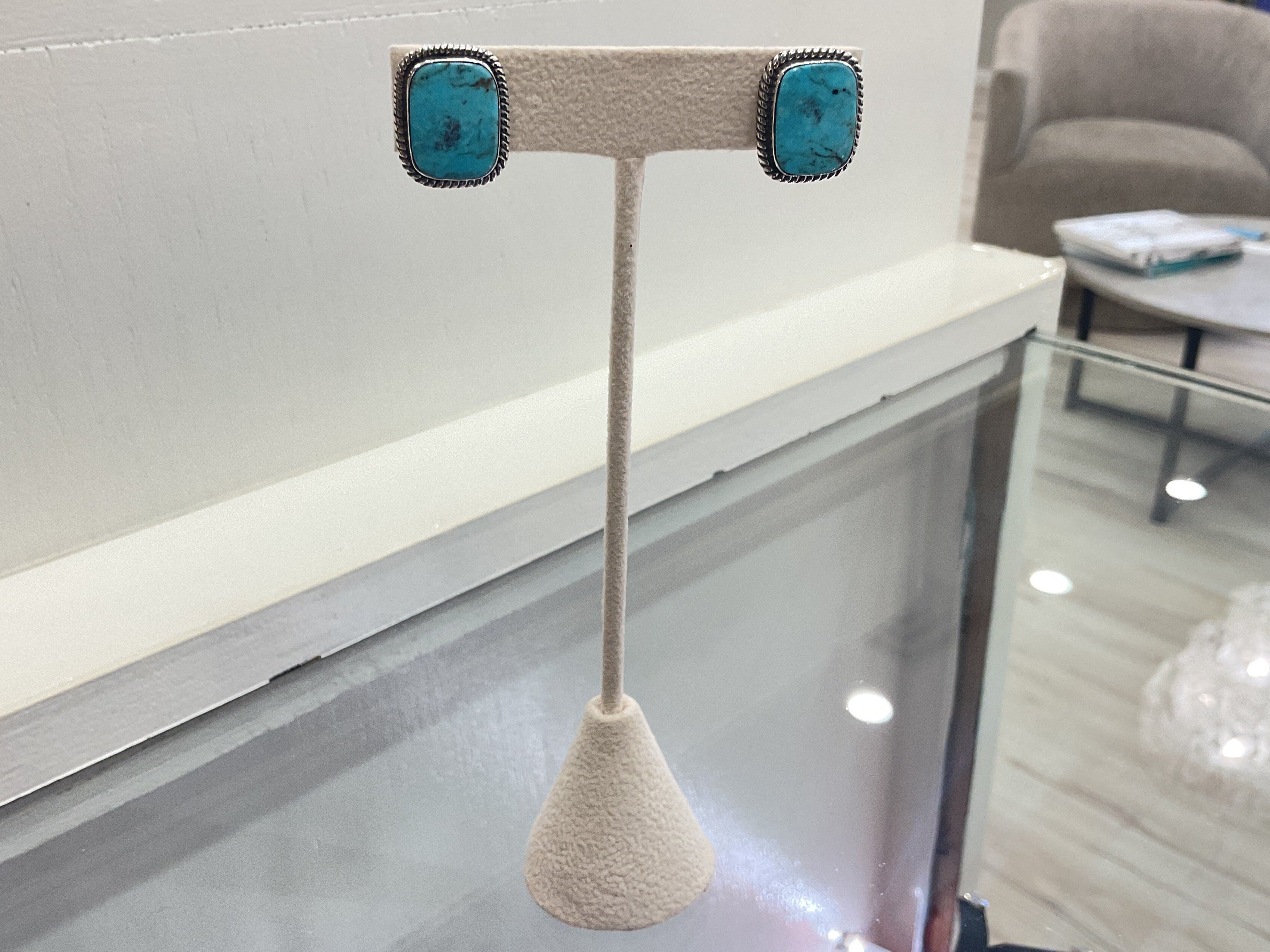 Kingman Turquoise Square Earrings