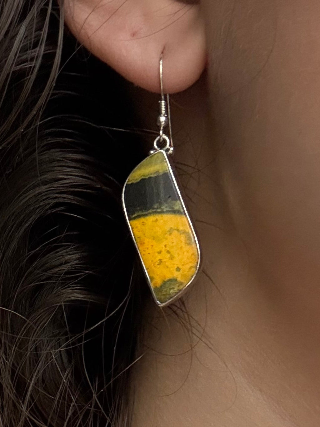 Bumble Bee Jasper Sterling Silver Earrings