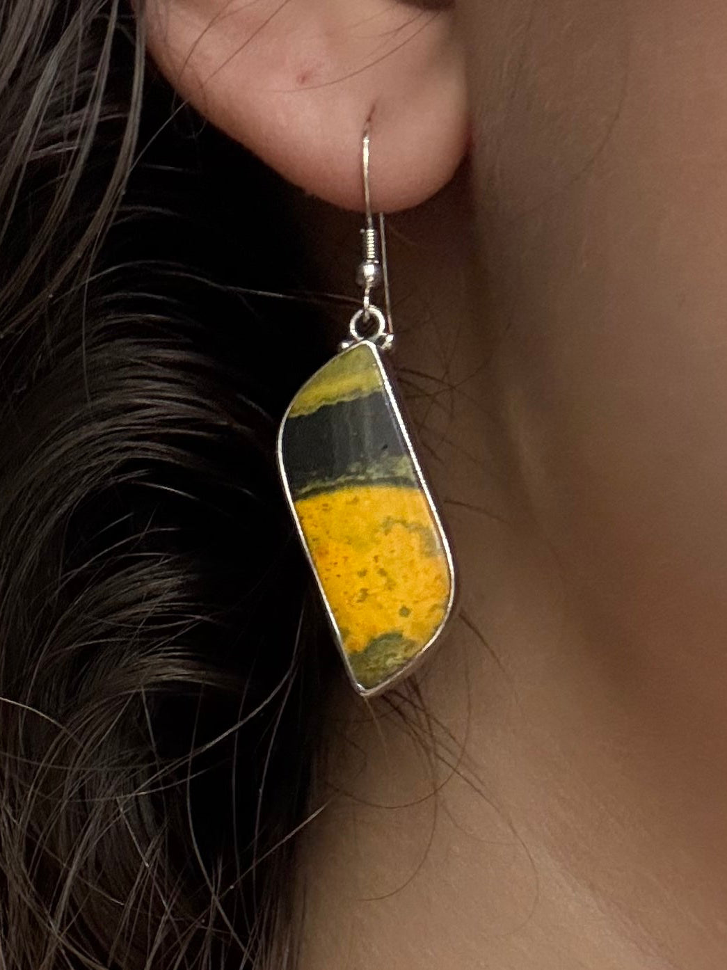 Bumble Bee Jasper Sterling Silver Earrings