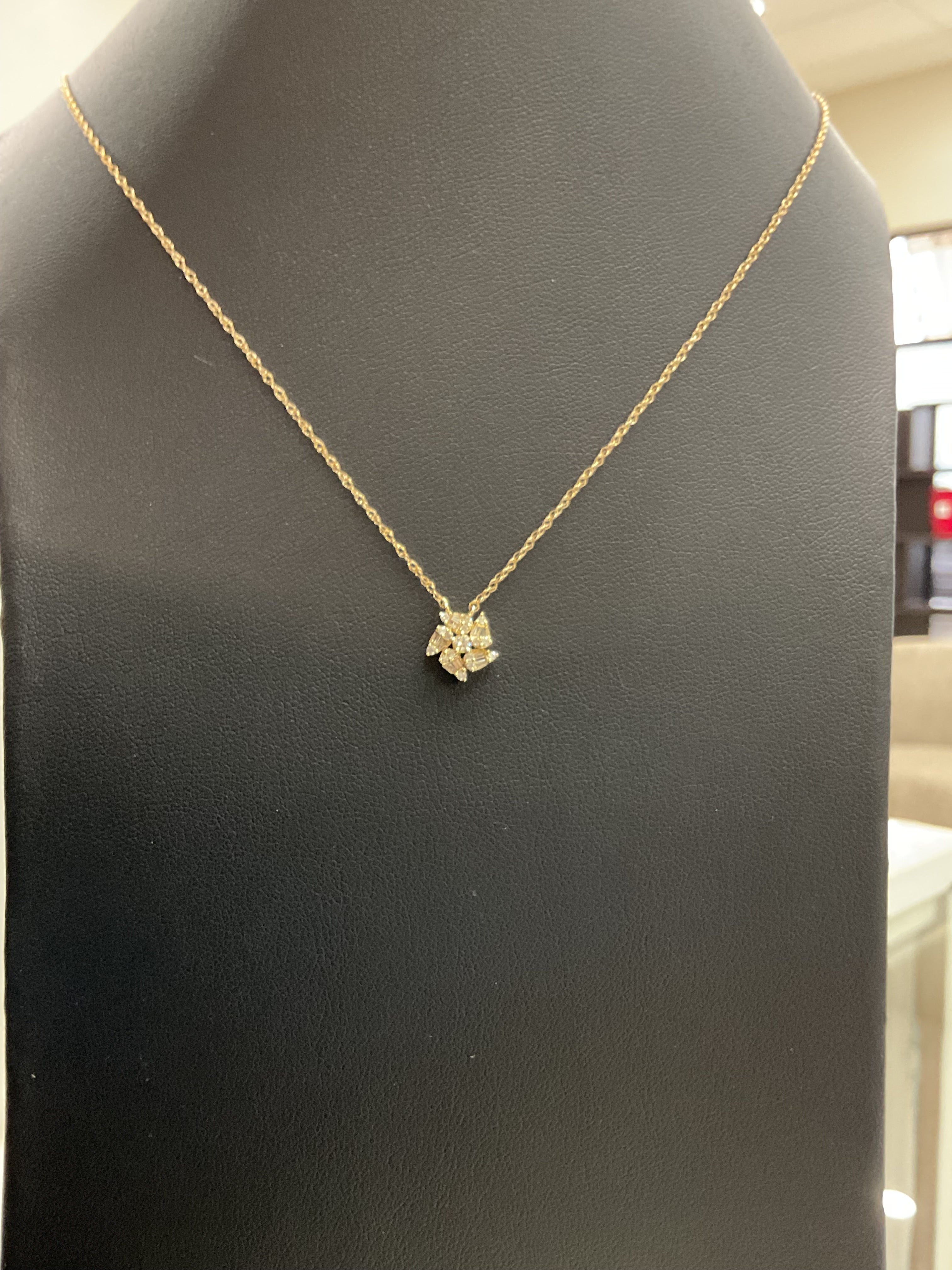 14K Yellow Cluster Necklace