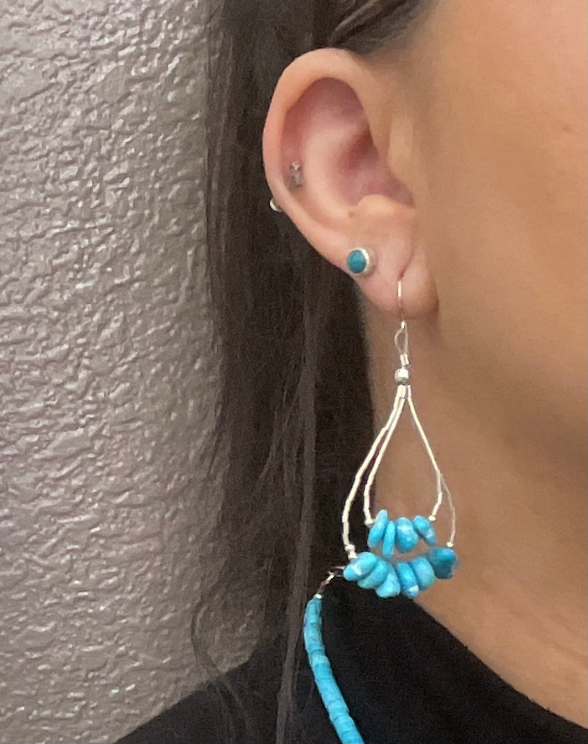 Sleeping Beauty Turquoise Double Nugget Earrings