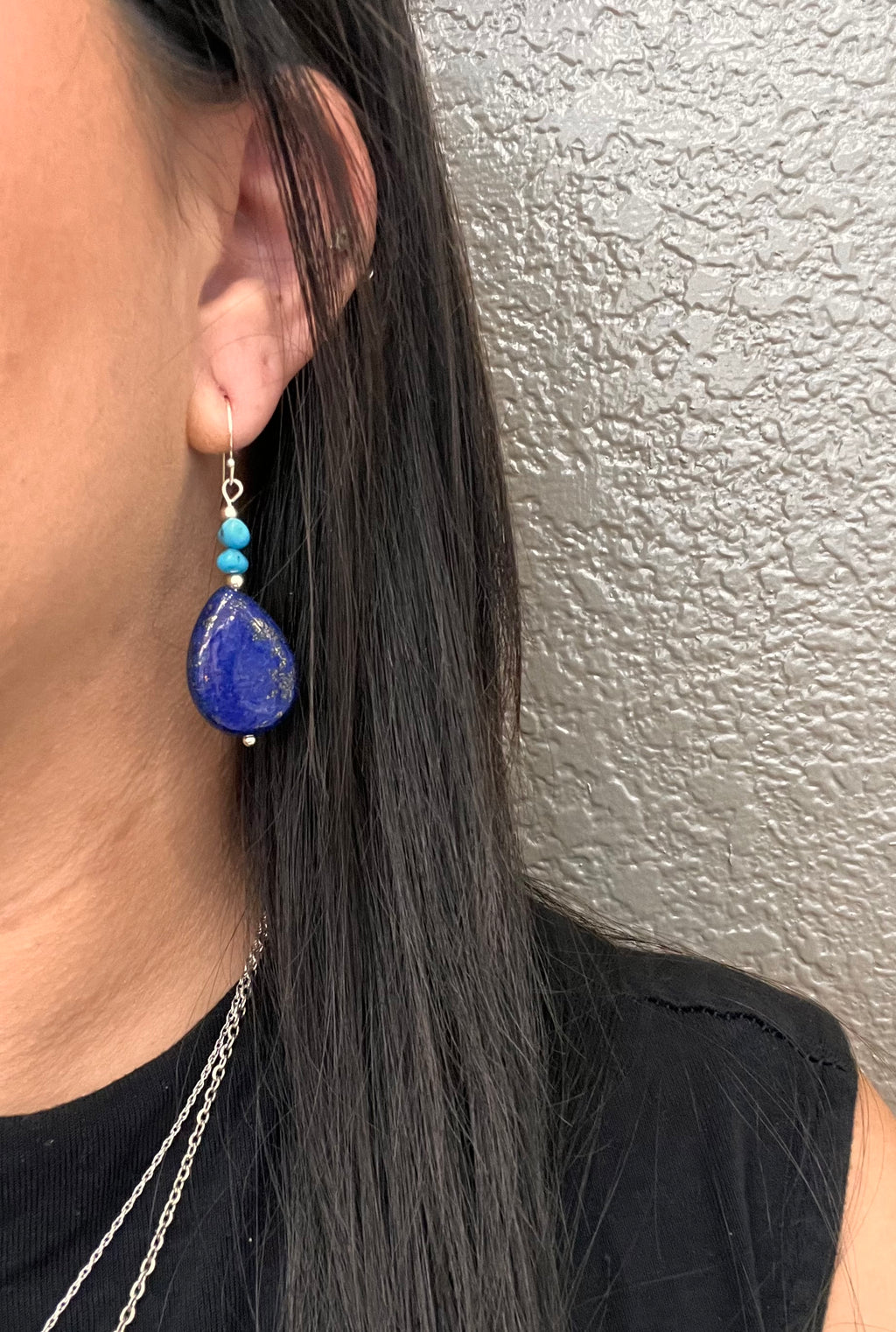 Blue Lapis With Sleeping Beauty Turquoise Earrings