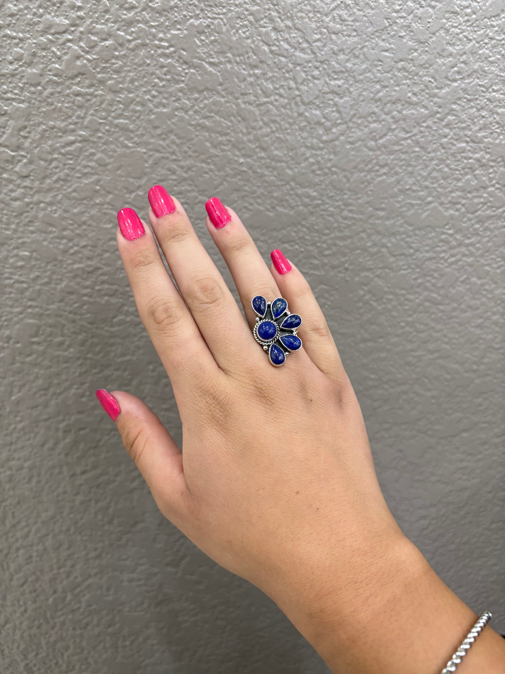 Blue Lapis Half Flower Ring