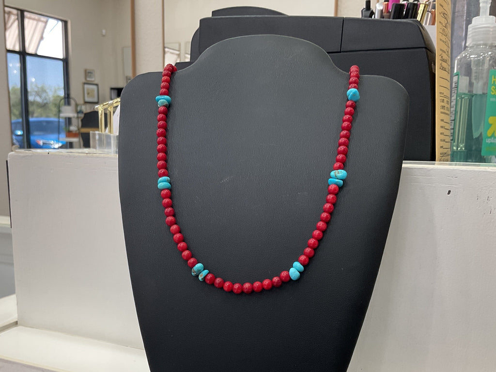 Mediterranean Coral & Sleeping Beauty Turquoise Necklace