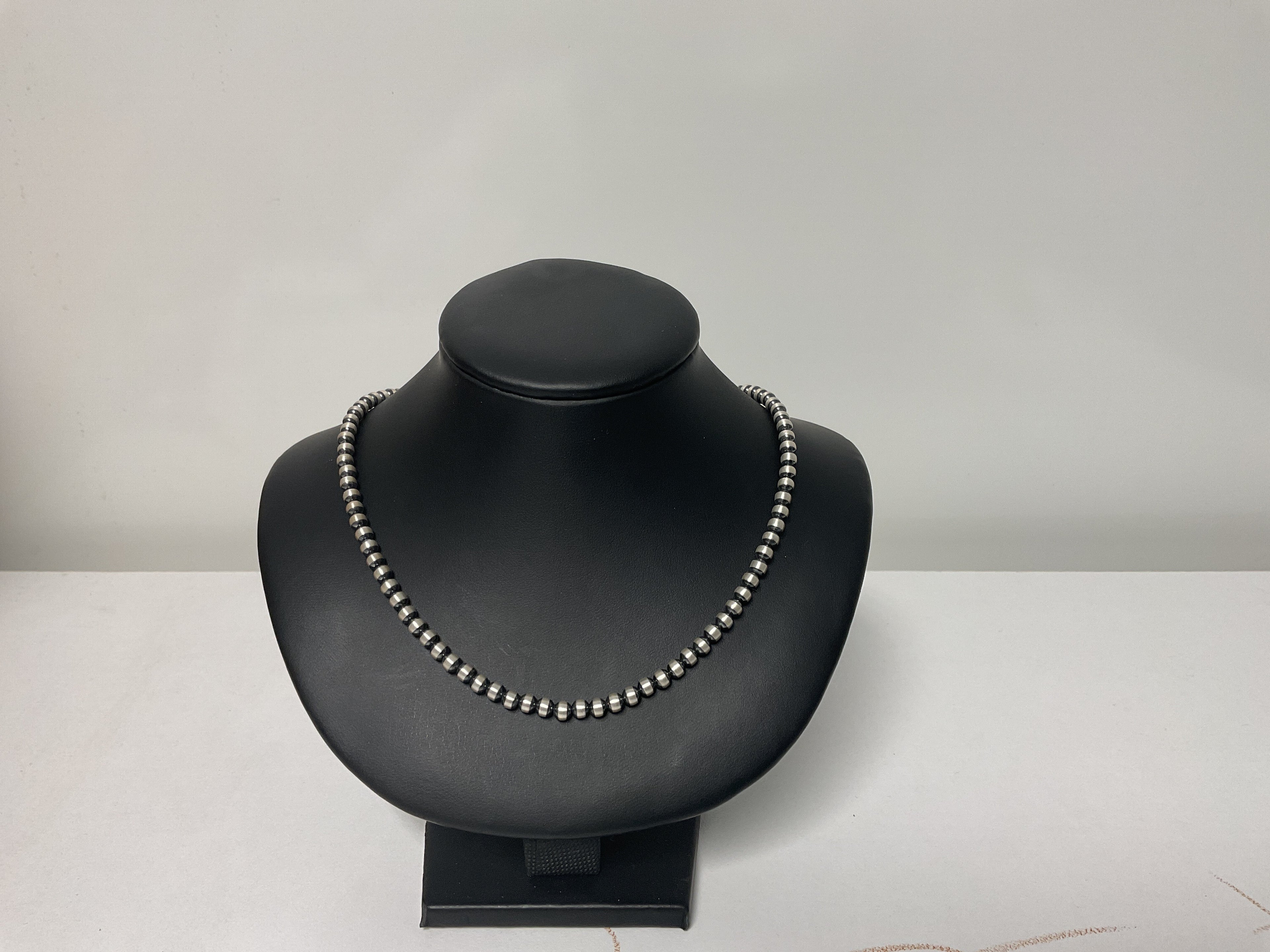 Sterling Silver Oxidized 4mm Bead Necklace