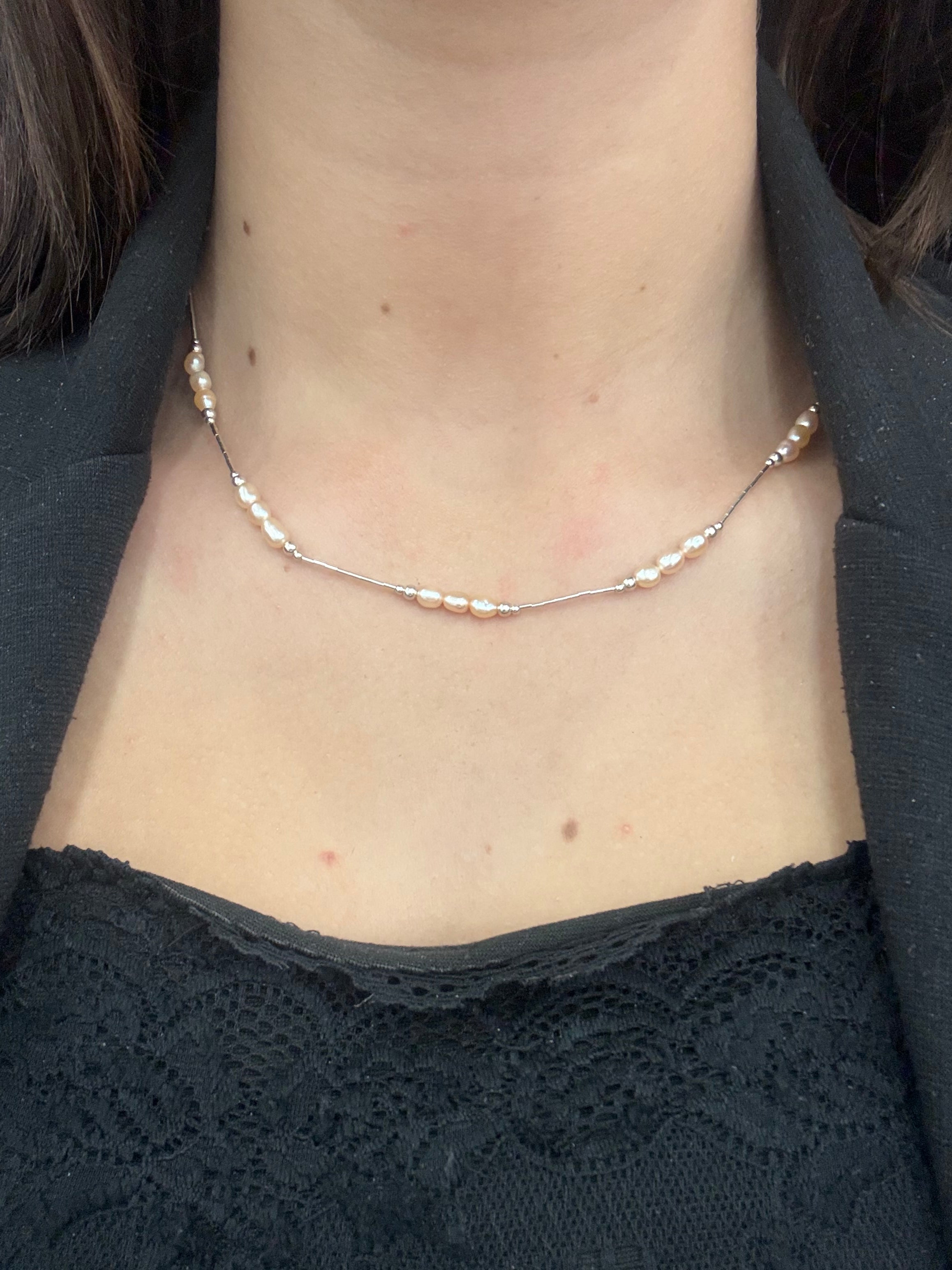 Pink cultured pearl Necklace