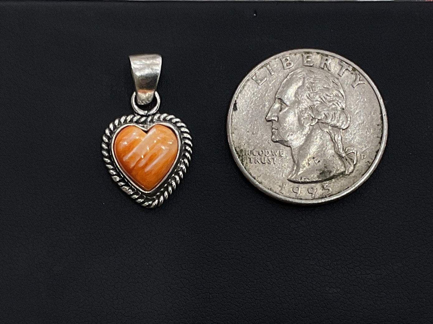 Orange Spiny Oyster Heart Pendant
