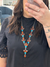 Load image into Gallery viewer, Amber and Kingman Turquoise Necklace

